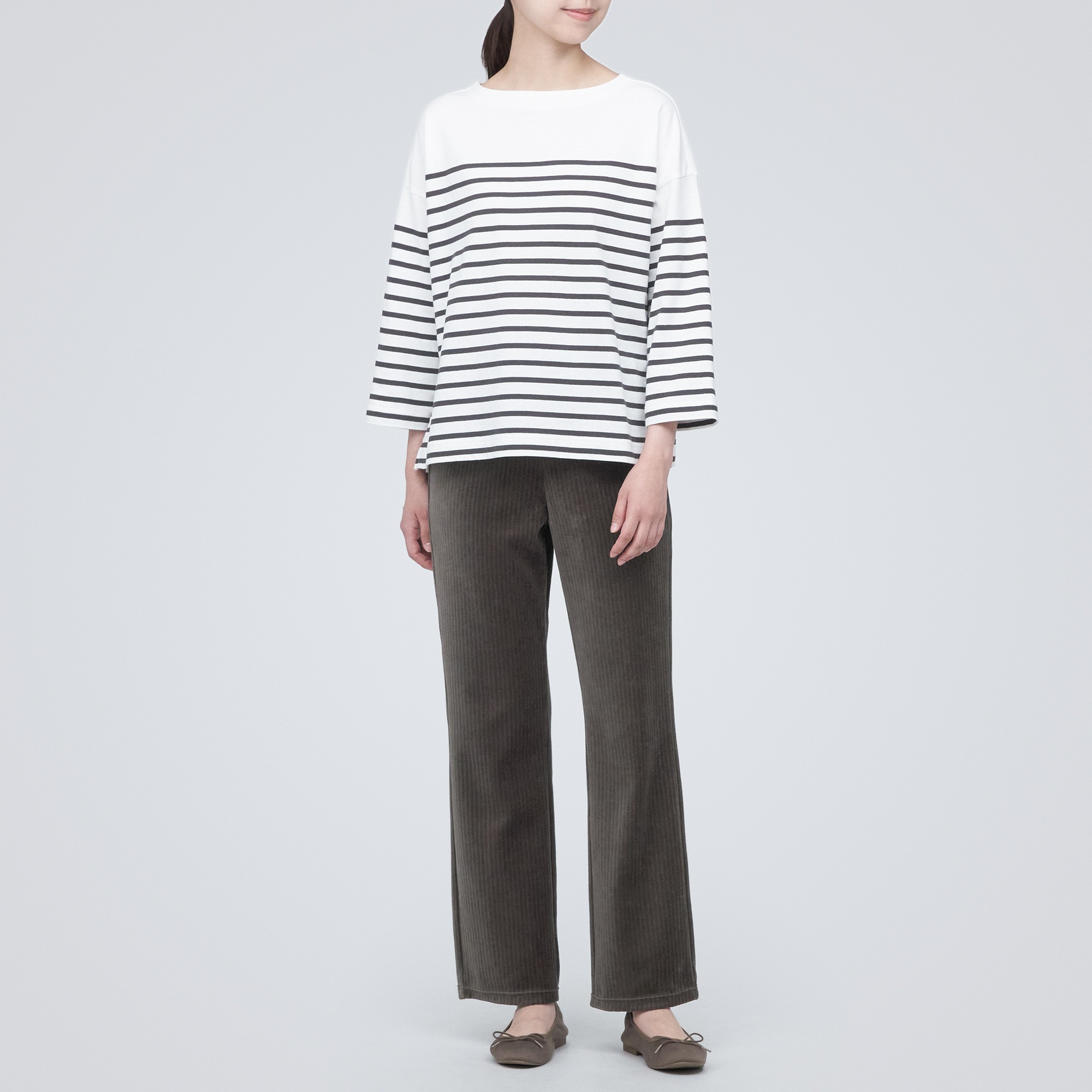 MUJI | Cotton mix velor Straight leggings (Full Length)