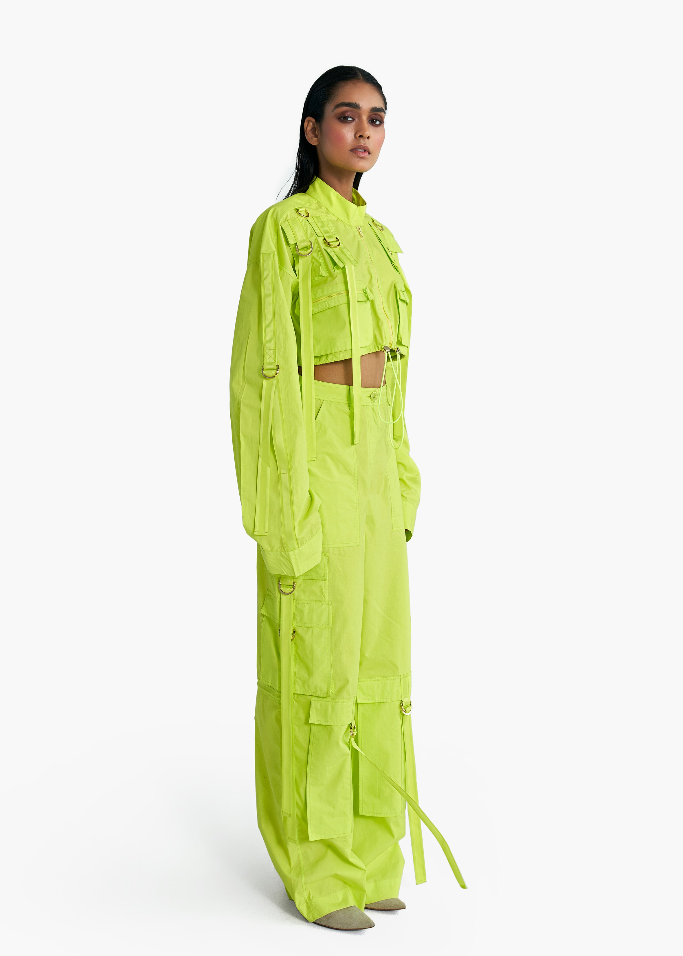 Afew Rahul Mishra | Cotton Poplin Cropped Cargo Jacket & Solid Cargo Pant