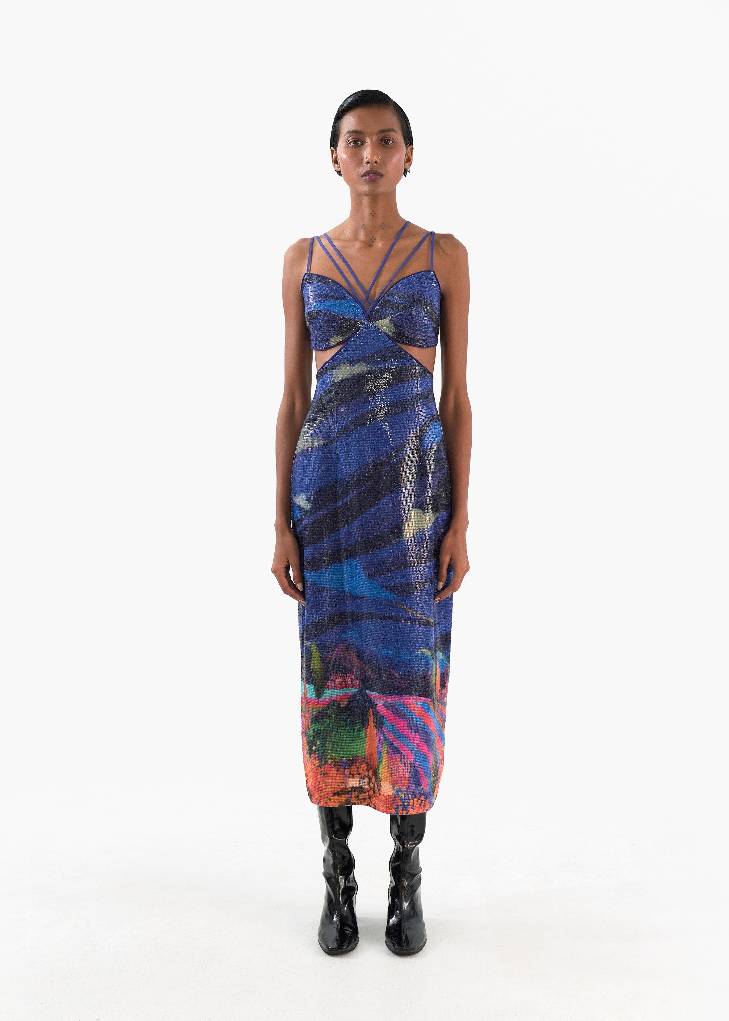 Night Printed Sleeveless Dress