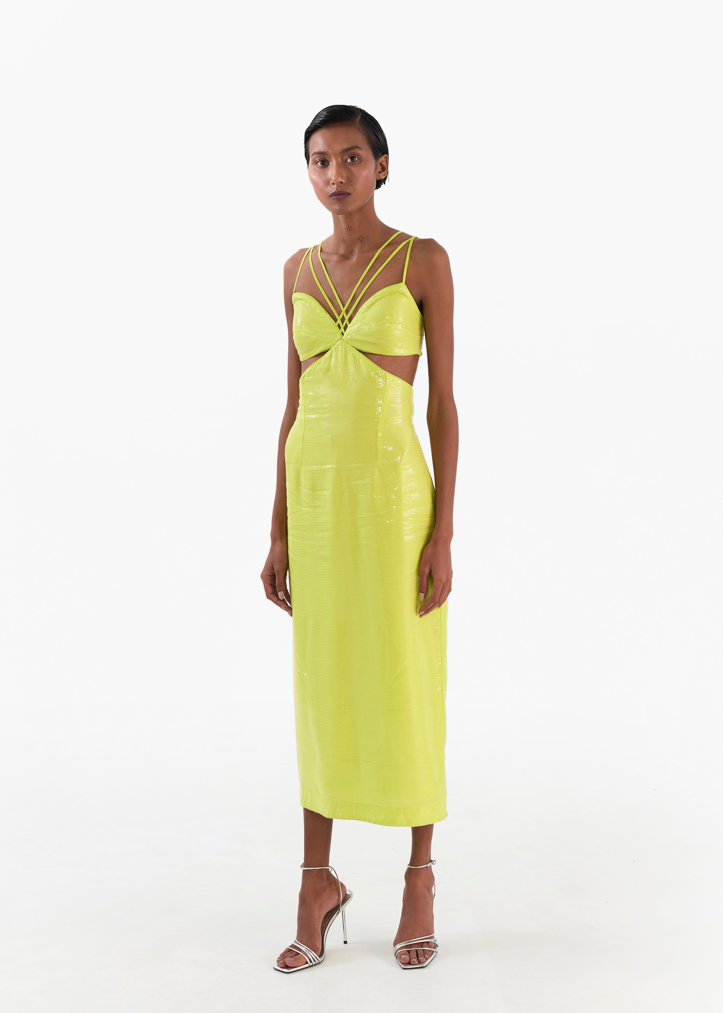 Sequin Shantoon Strap Sleeveless Dress