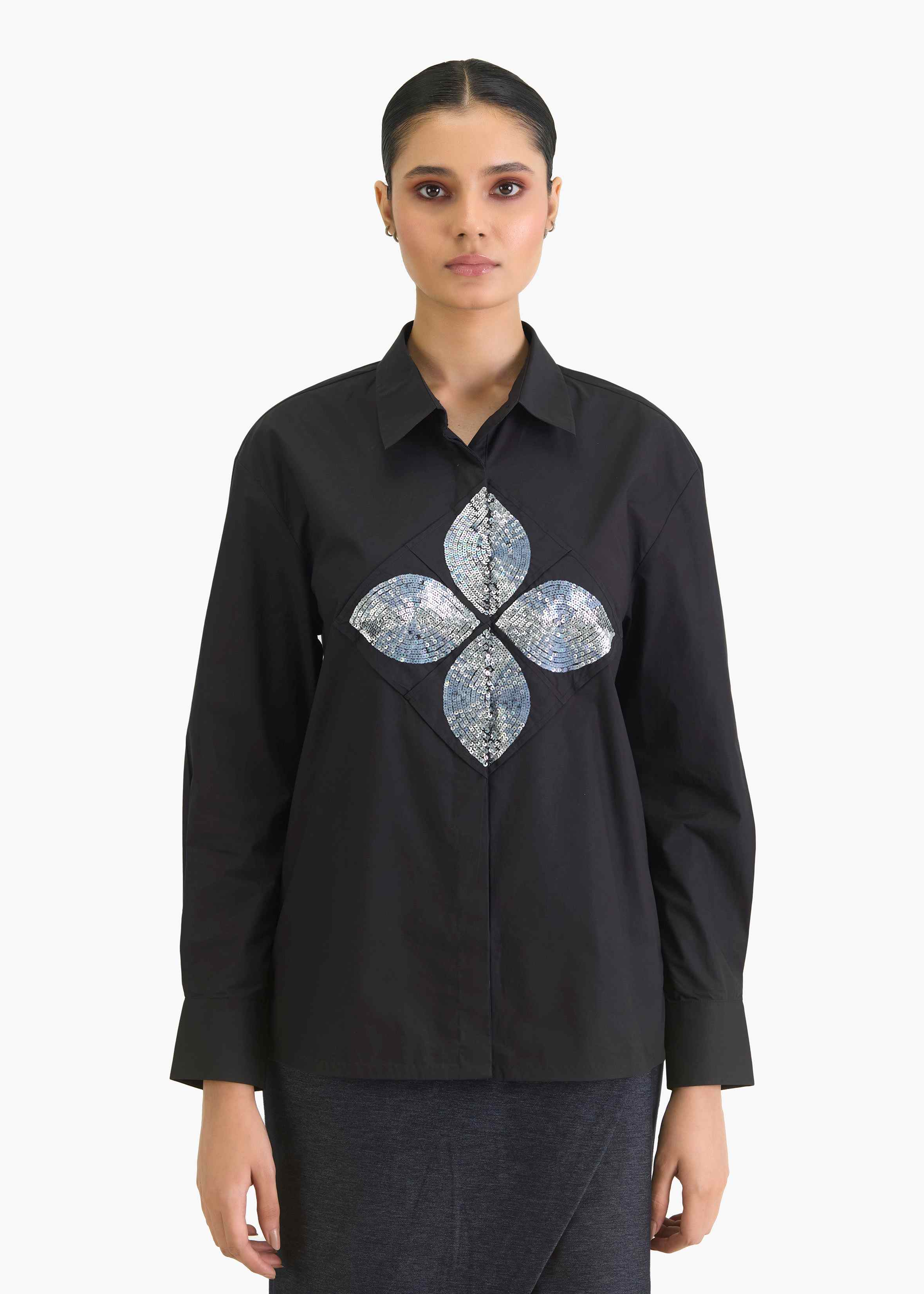 Afew Rahul Mishra | Emb pintuck black shirt