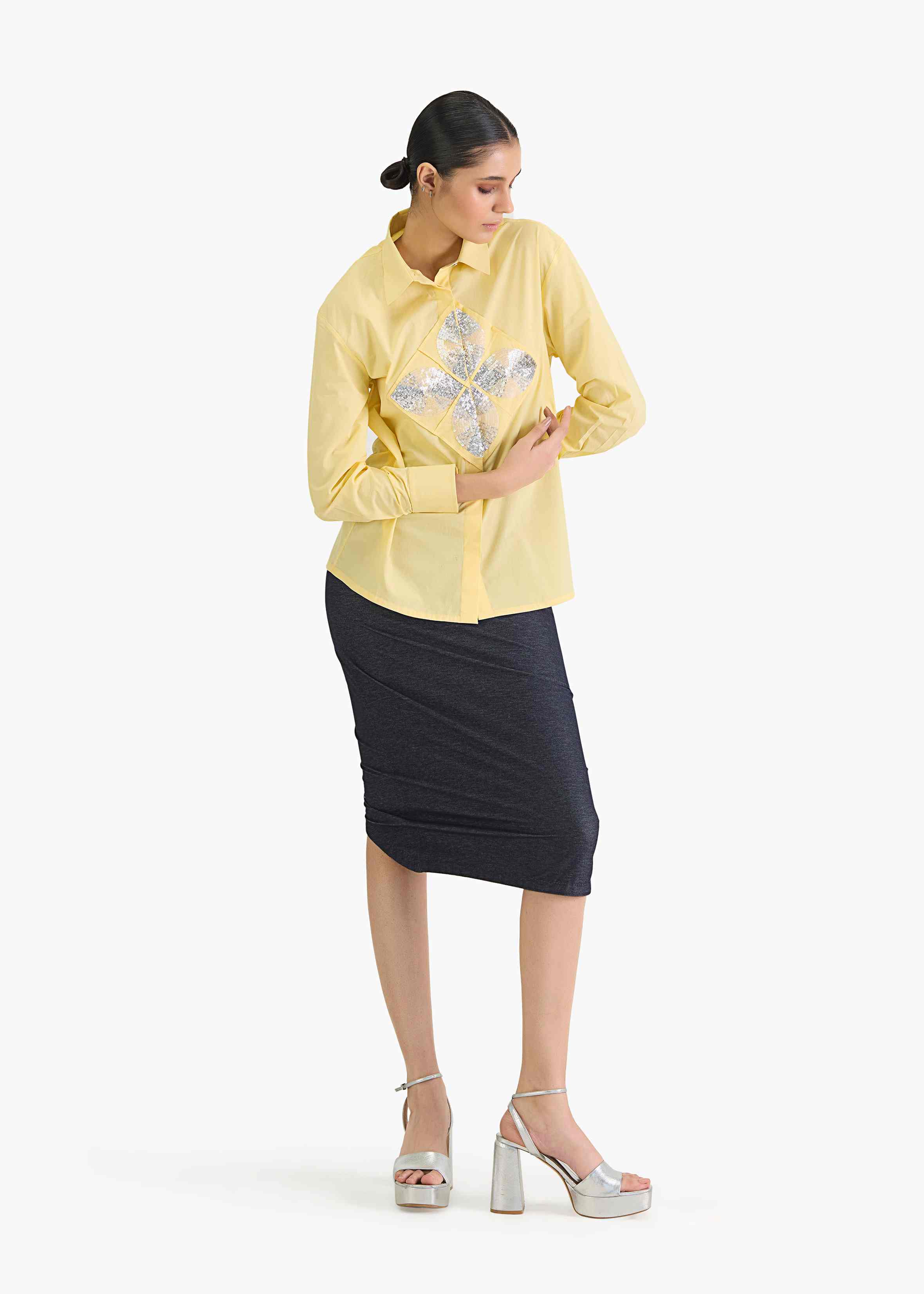 Afew Rahul Mishra | Emb pintuck yellow shirt