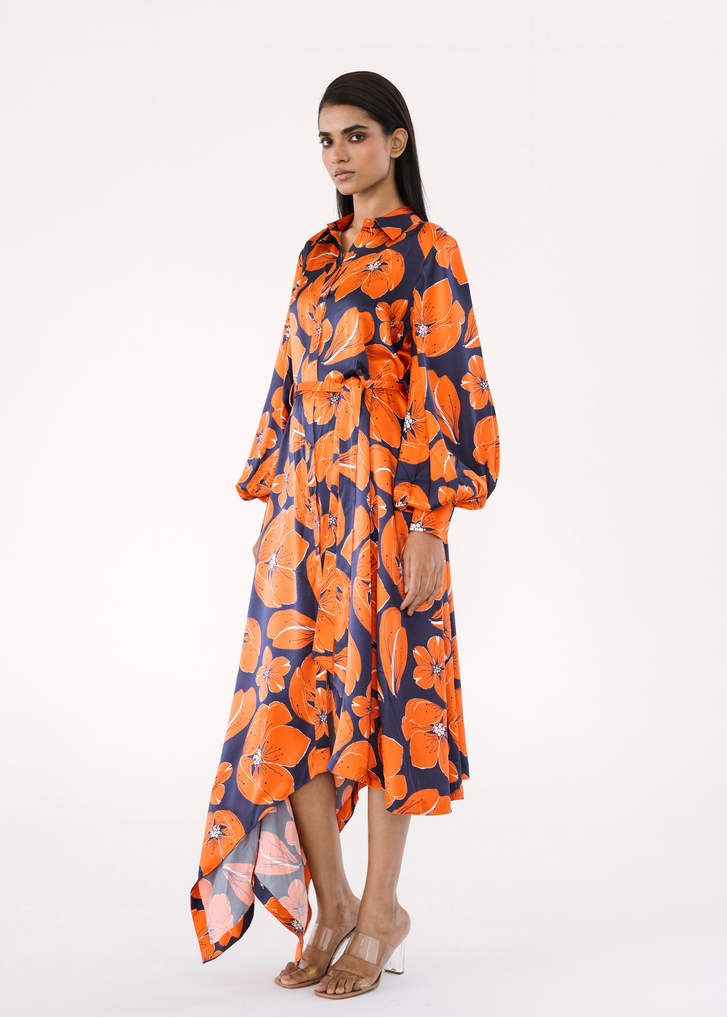 Cherry Blossom print pleated Dress