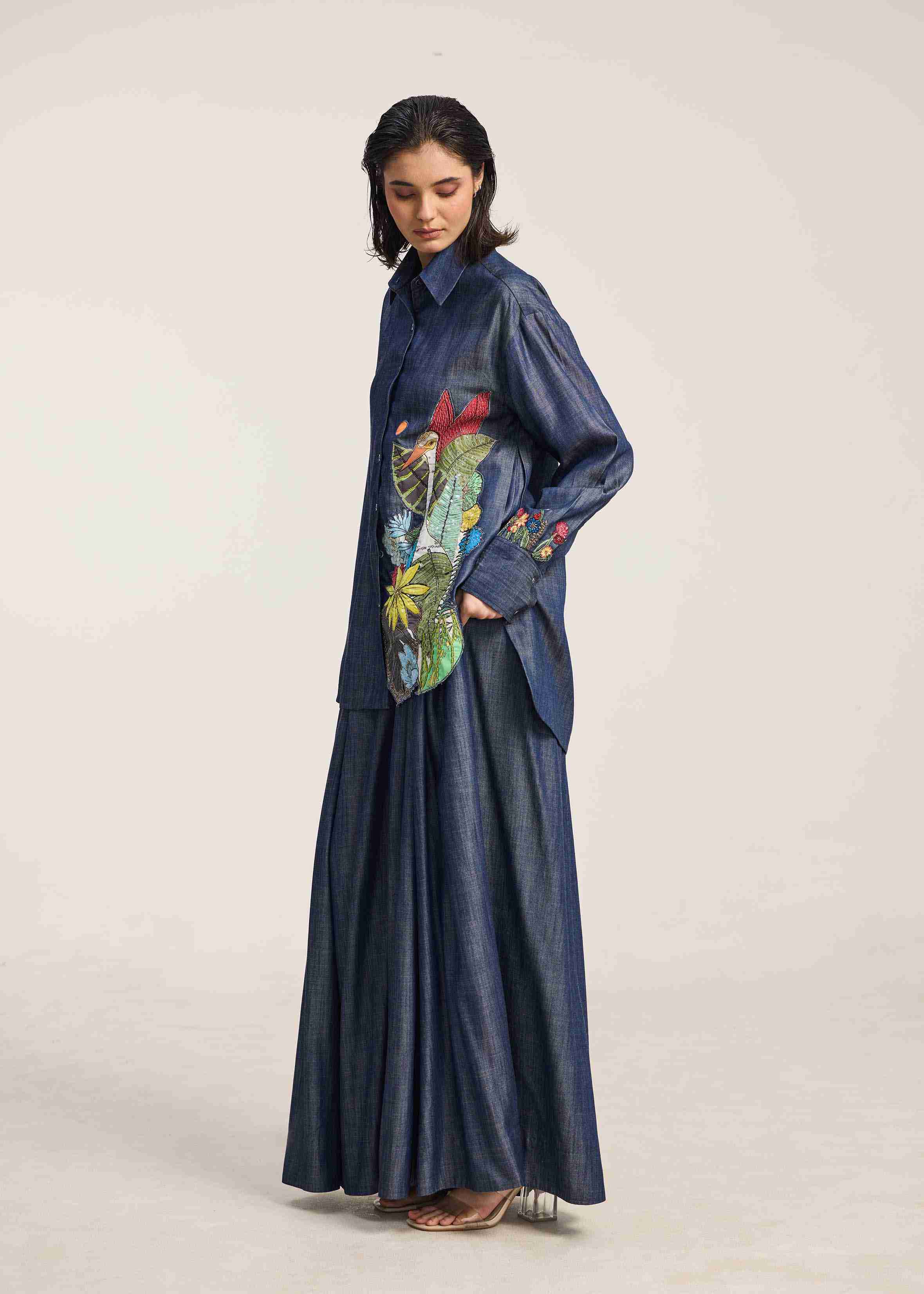 Afew Rahul Mishra | Shirt with foliage composition patchwork