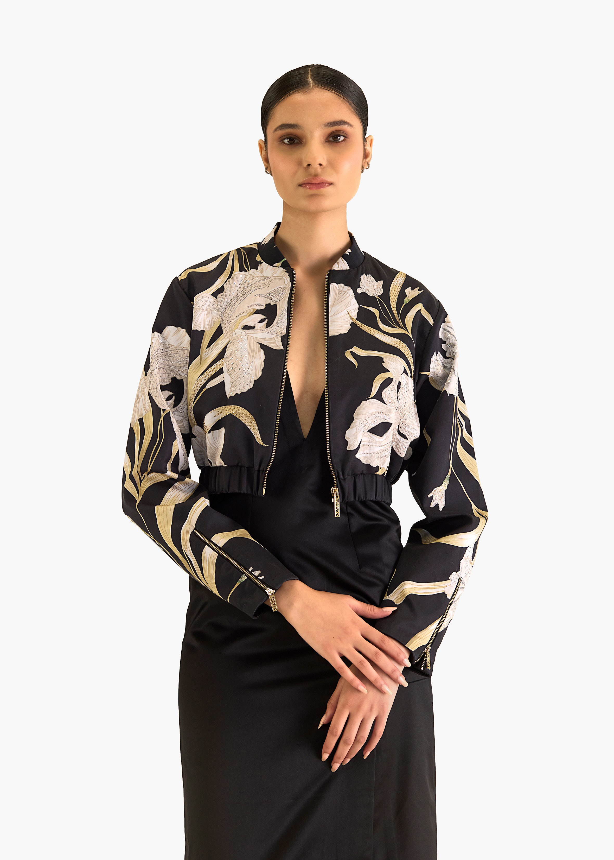 Afew Rahul Mishra | Iris Embroidered Bomber Jacket