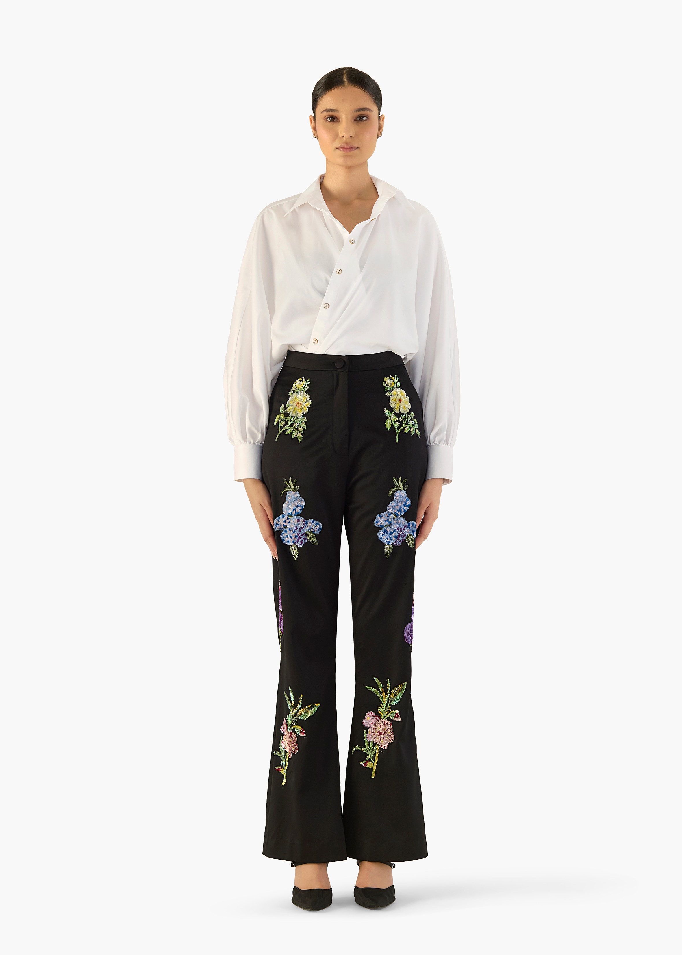 Botanical Embroidered Trousers
