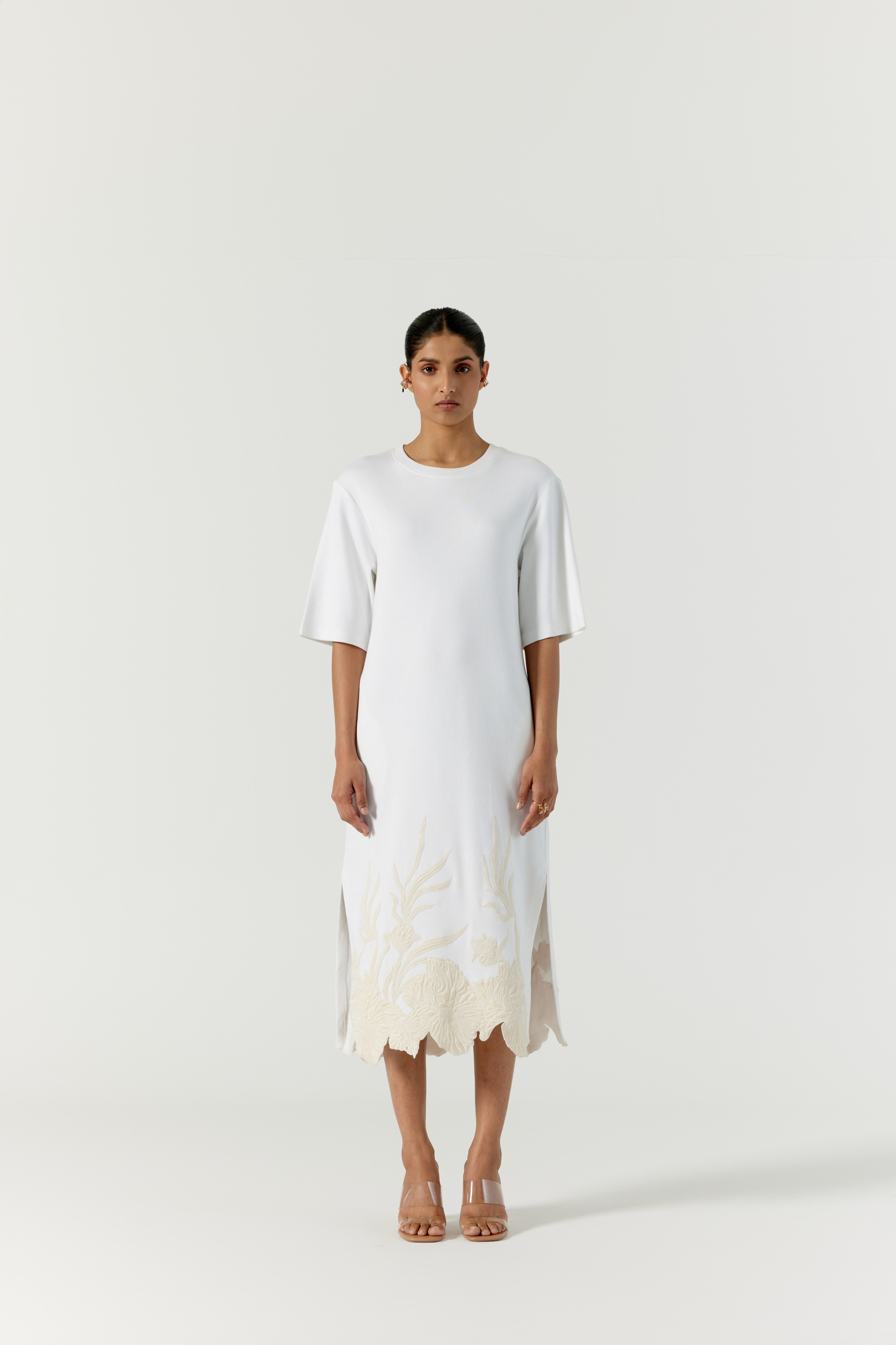 Iris Applique White Dress