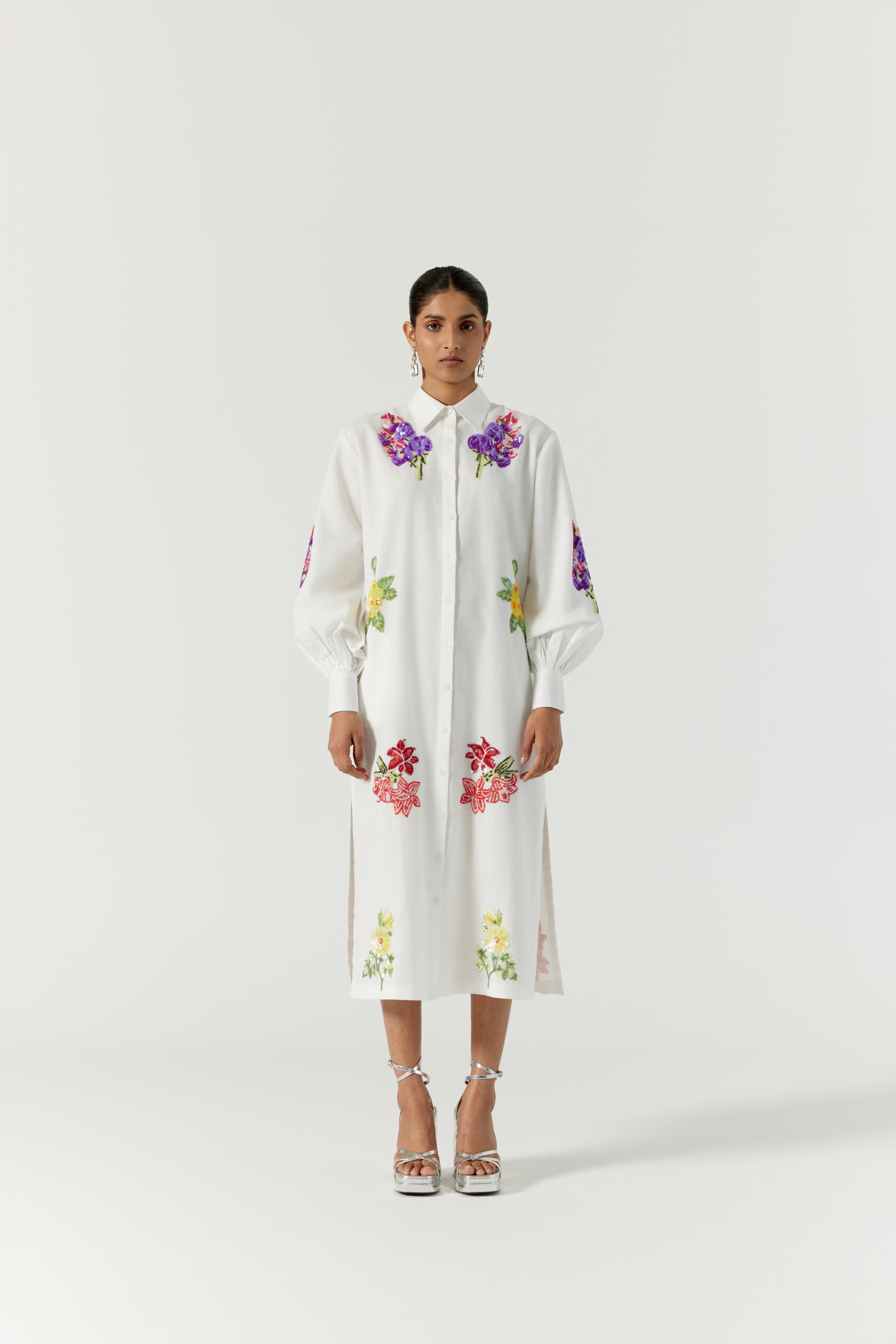 White Botanical Dress