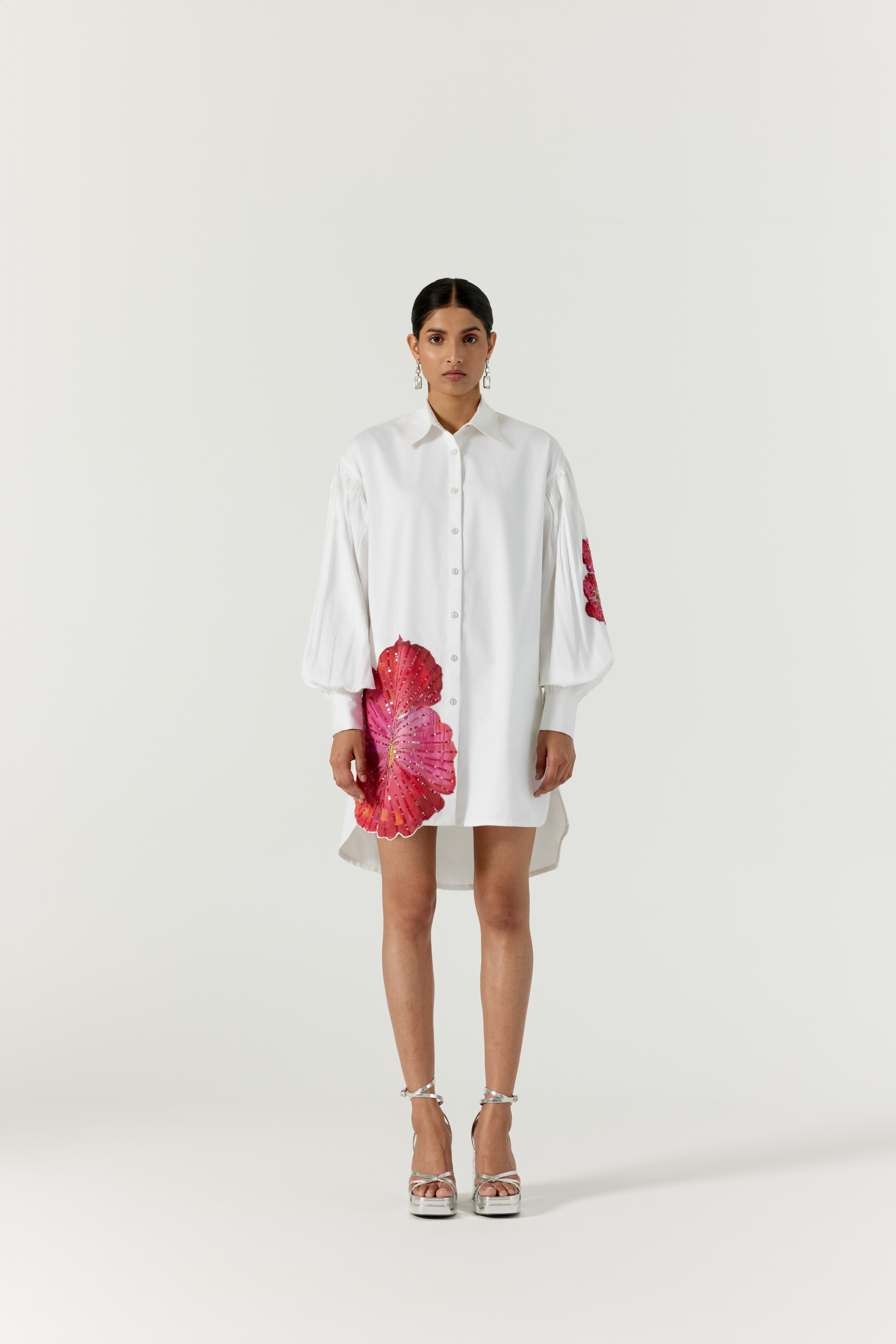 Pansy white shirt dress