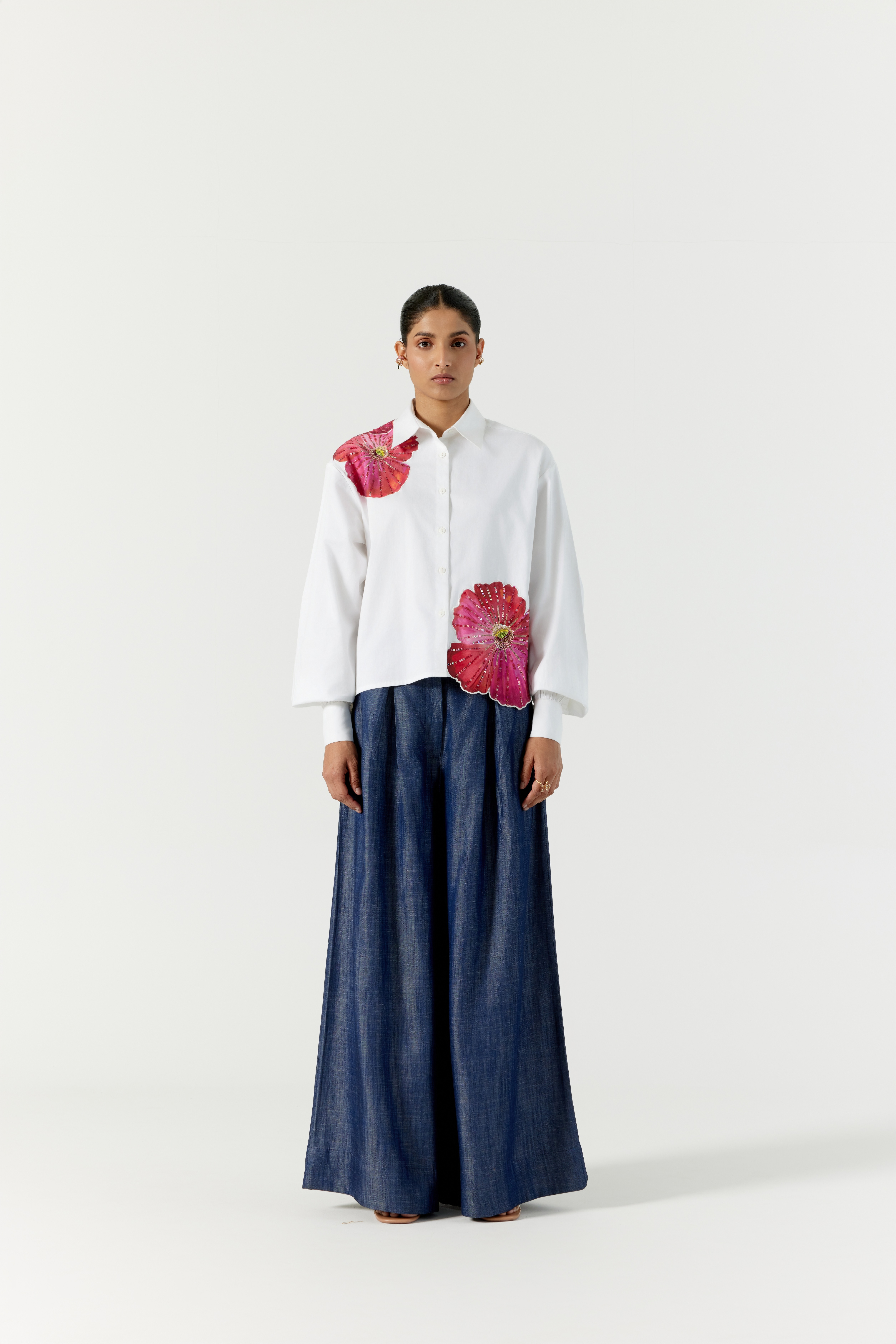 Afew Rahul Mishra | Pansy Hand Embellished White Shirt