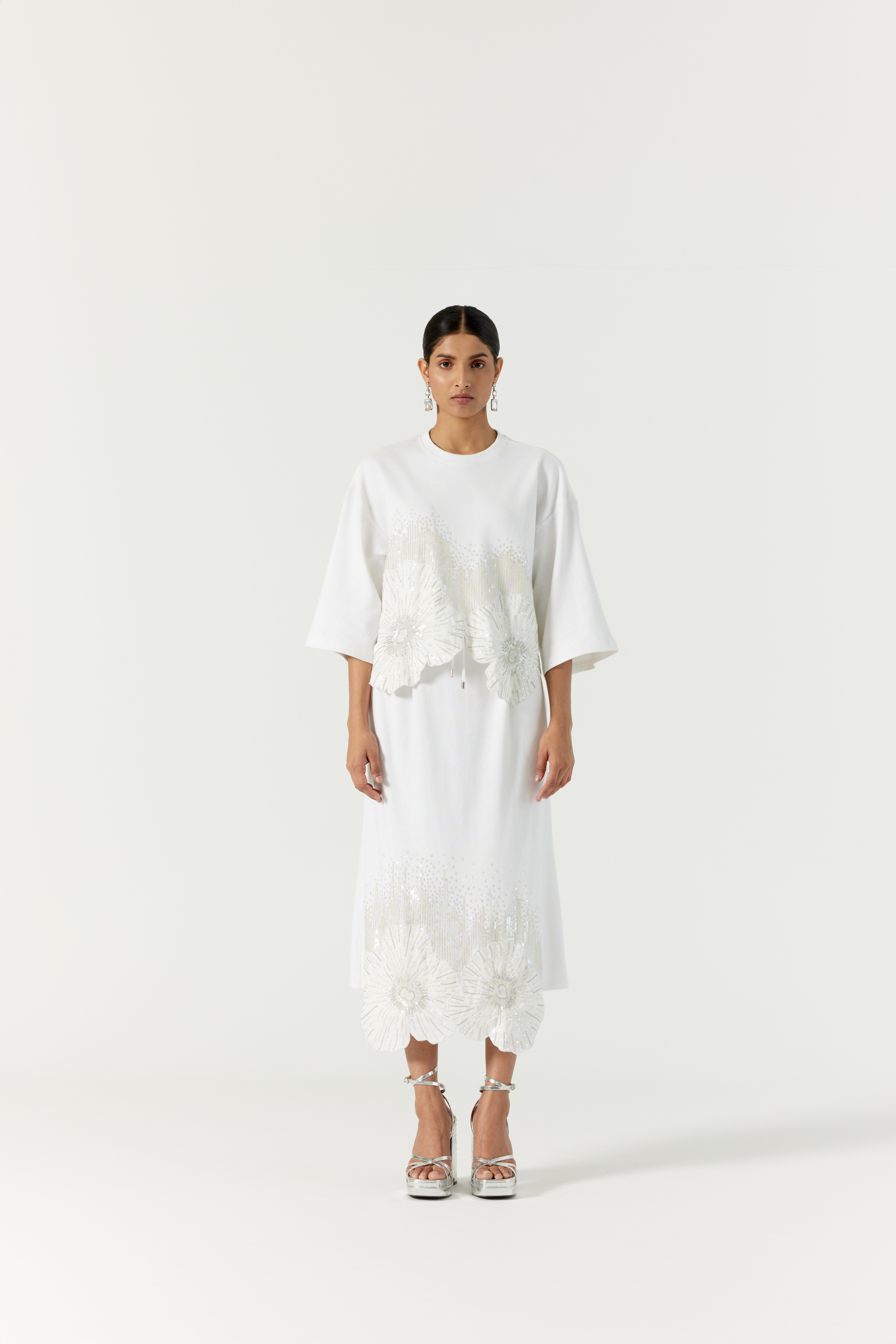 Pansy White Embroidered Skirt