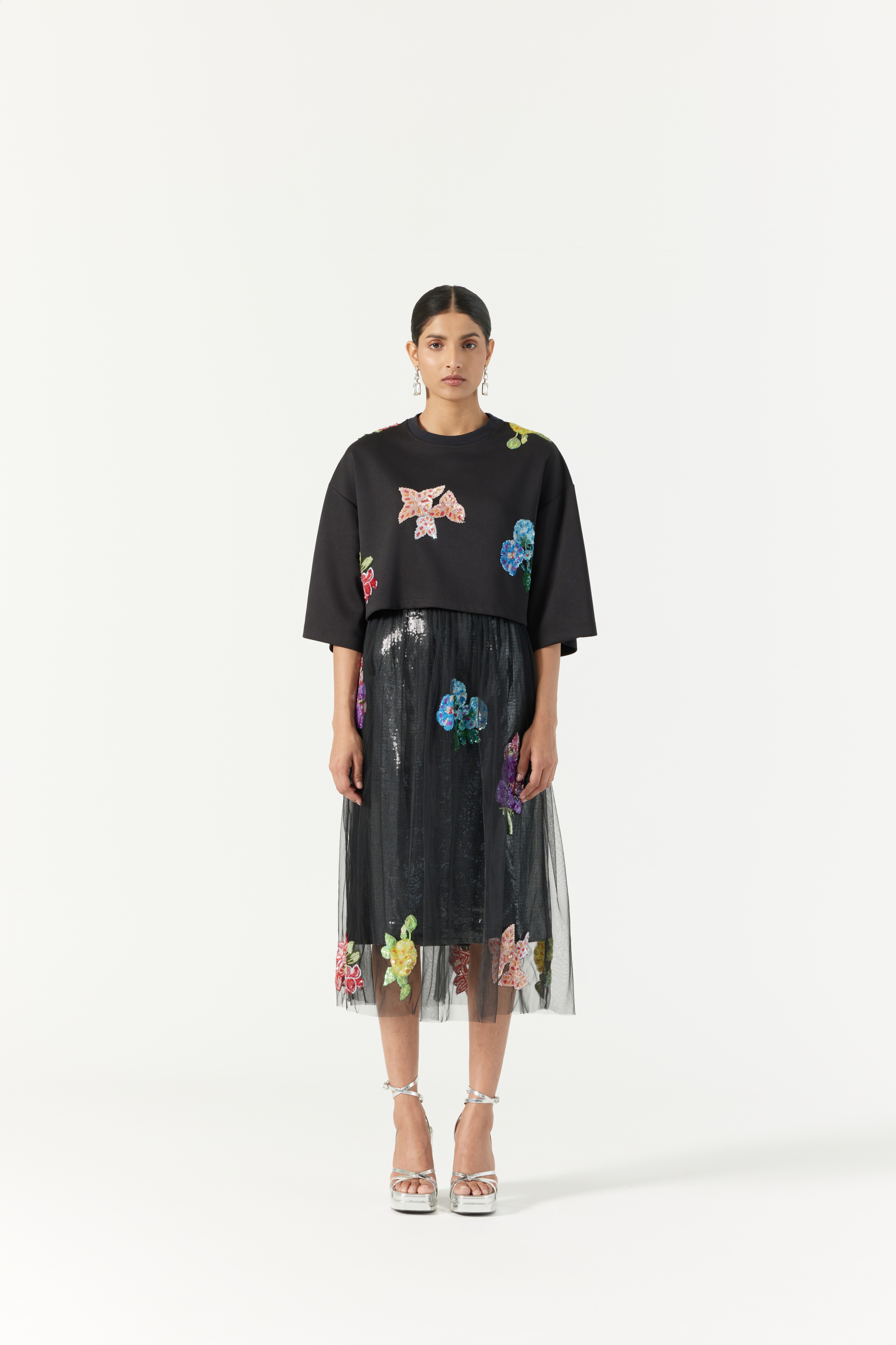 Black Botanical Skirt