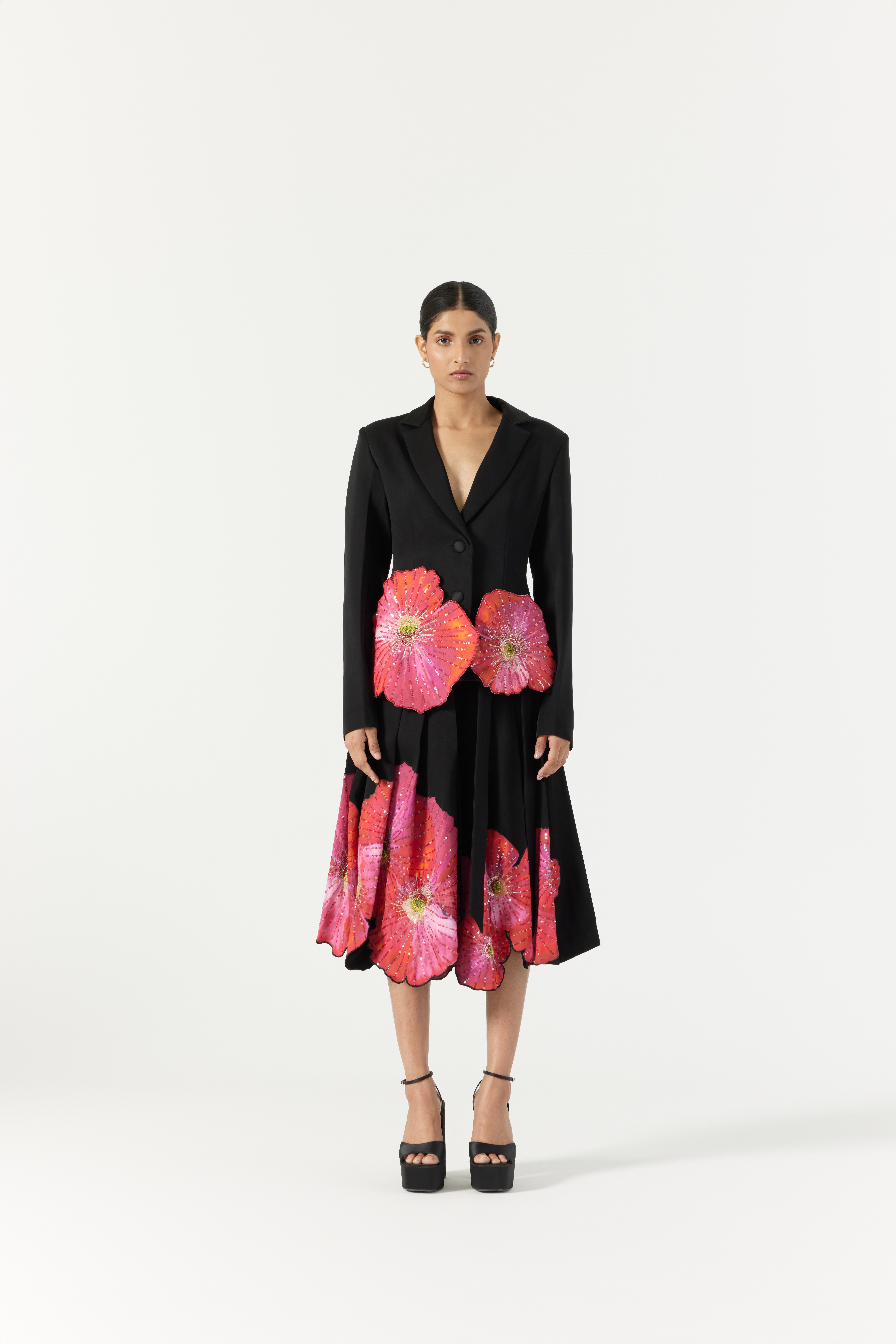 Pansy Black Pleated Skirt