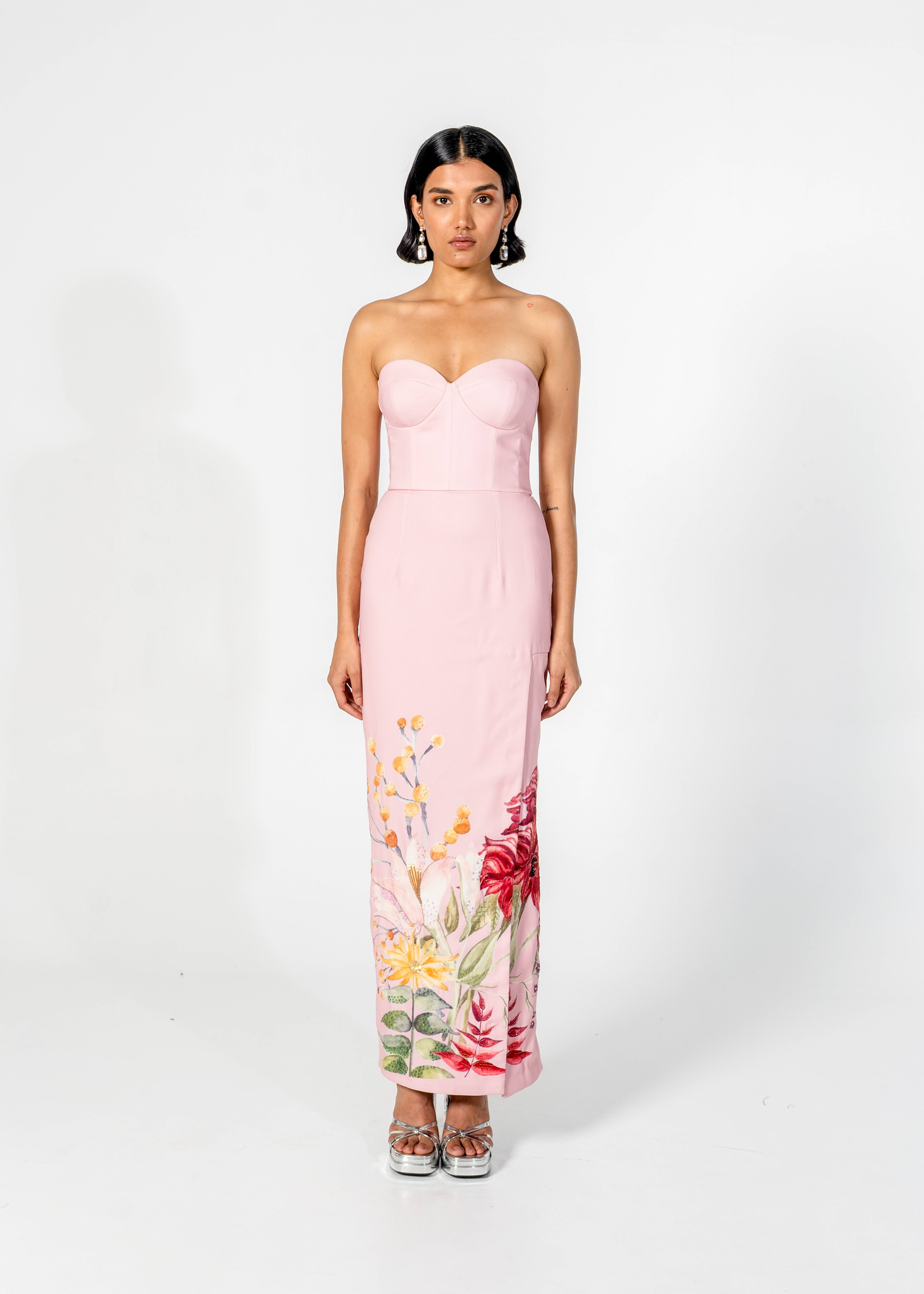 Blush Hand Embroidered Corset Dress