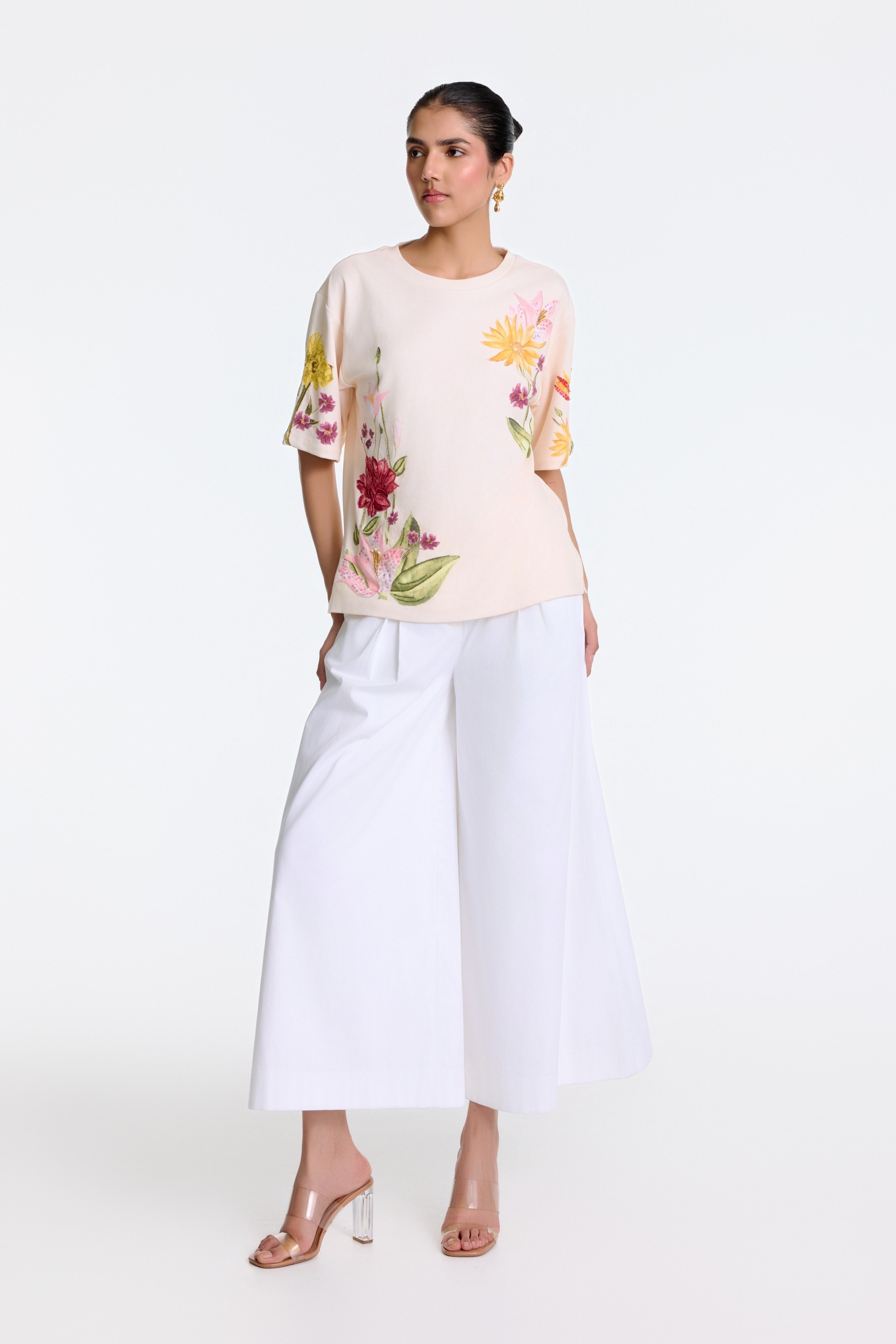 Sand Handpainted Embroidered  Tshirt