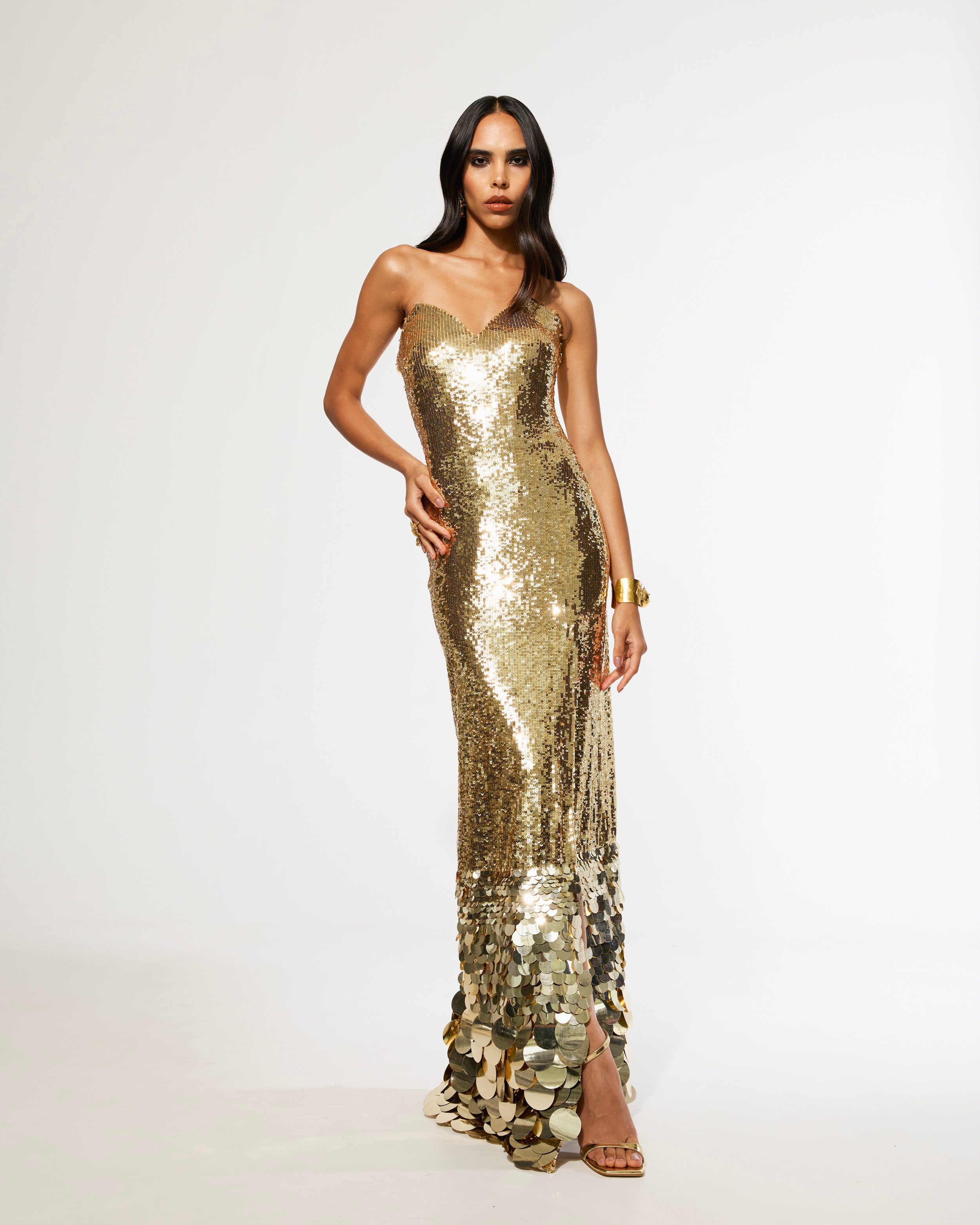 Corset Dress with Gradient Sequin Embroidery