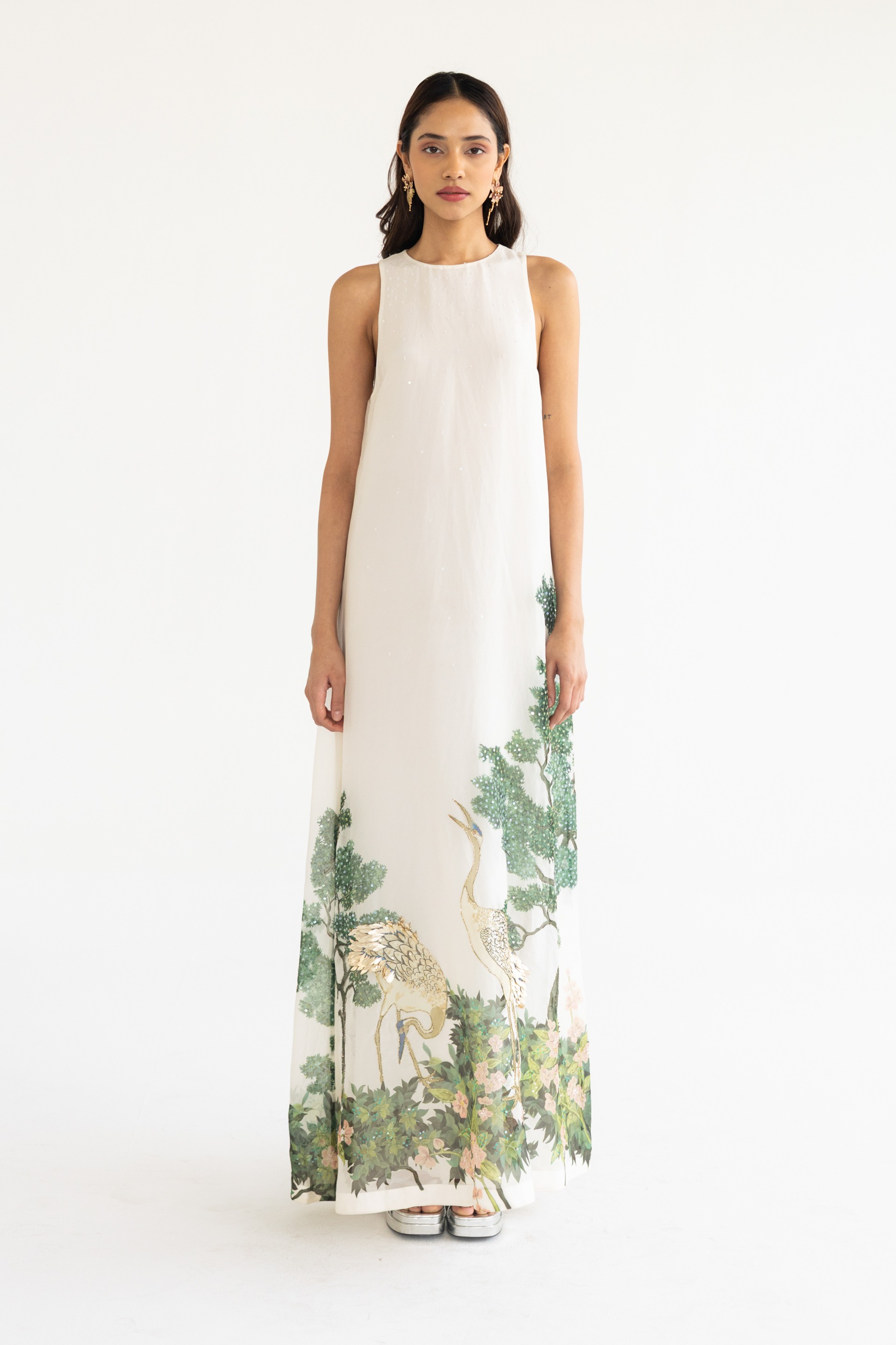 Garden Printed Ivory Dress