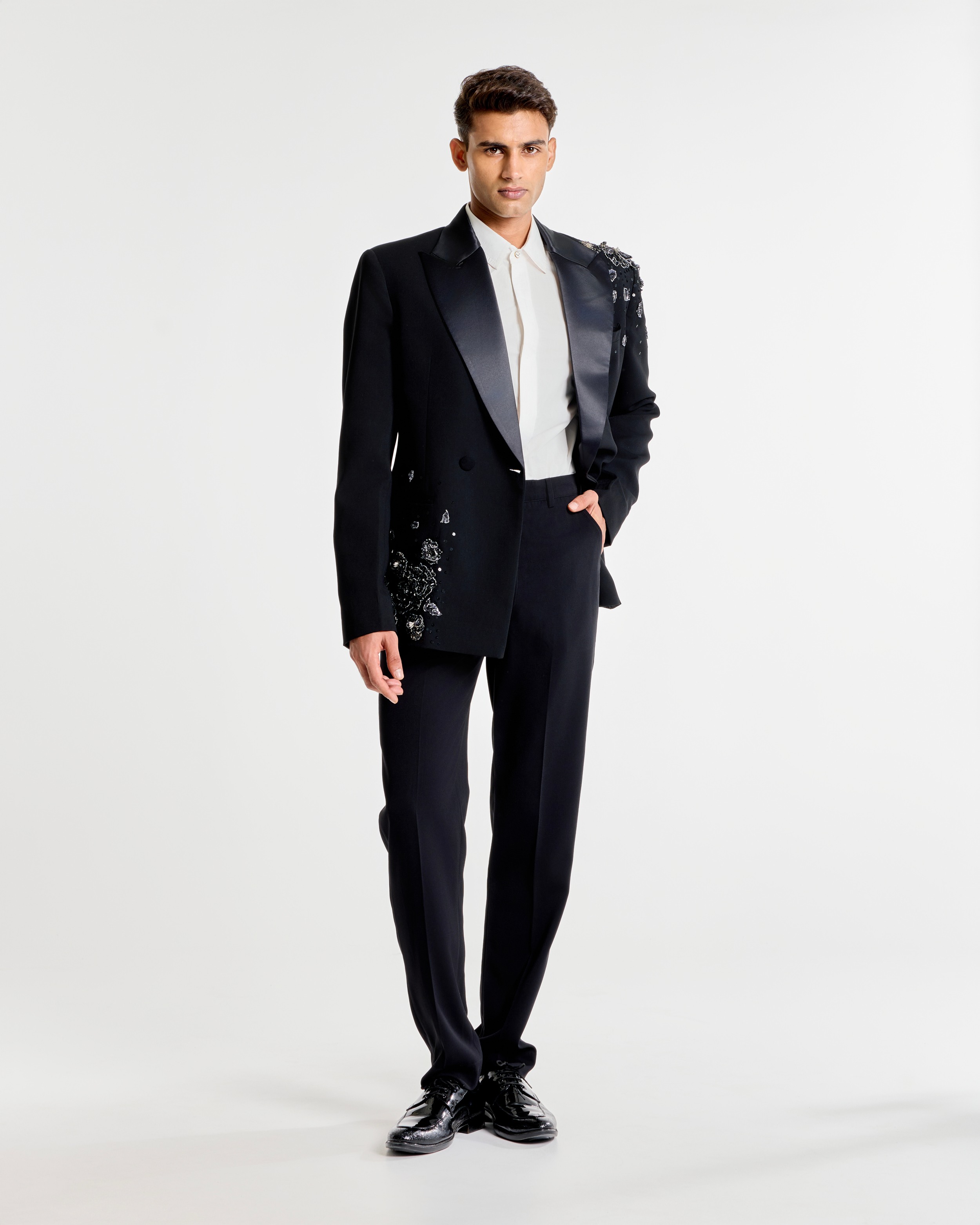 Silver Sequin Embroidered Jacket