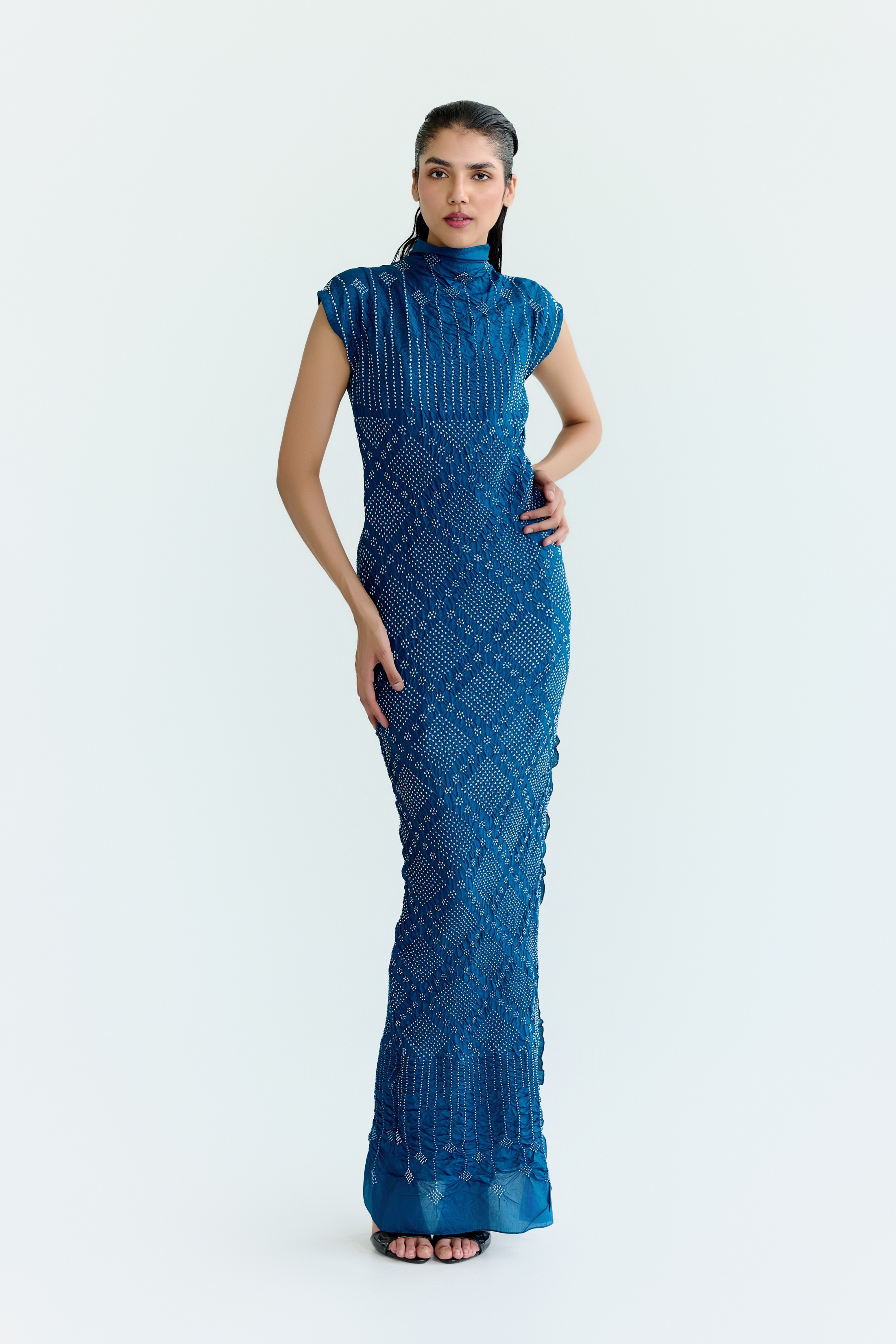 Bandhani Indigo Fitted Dress