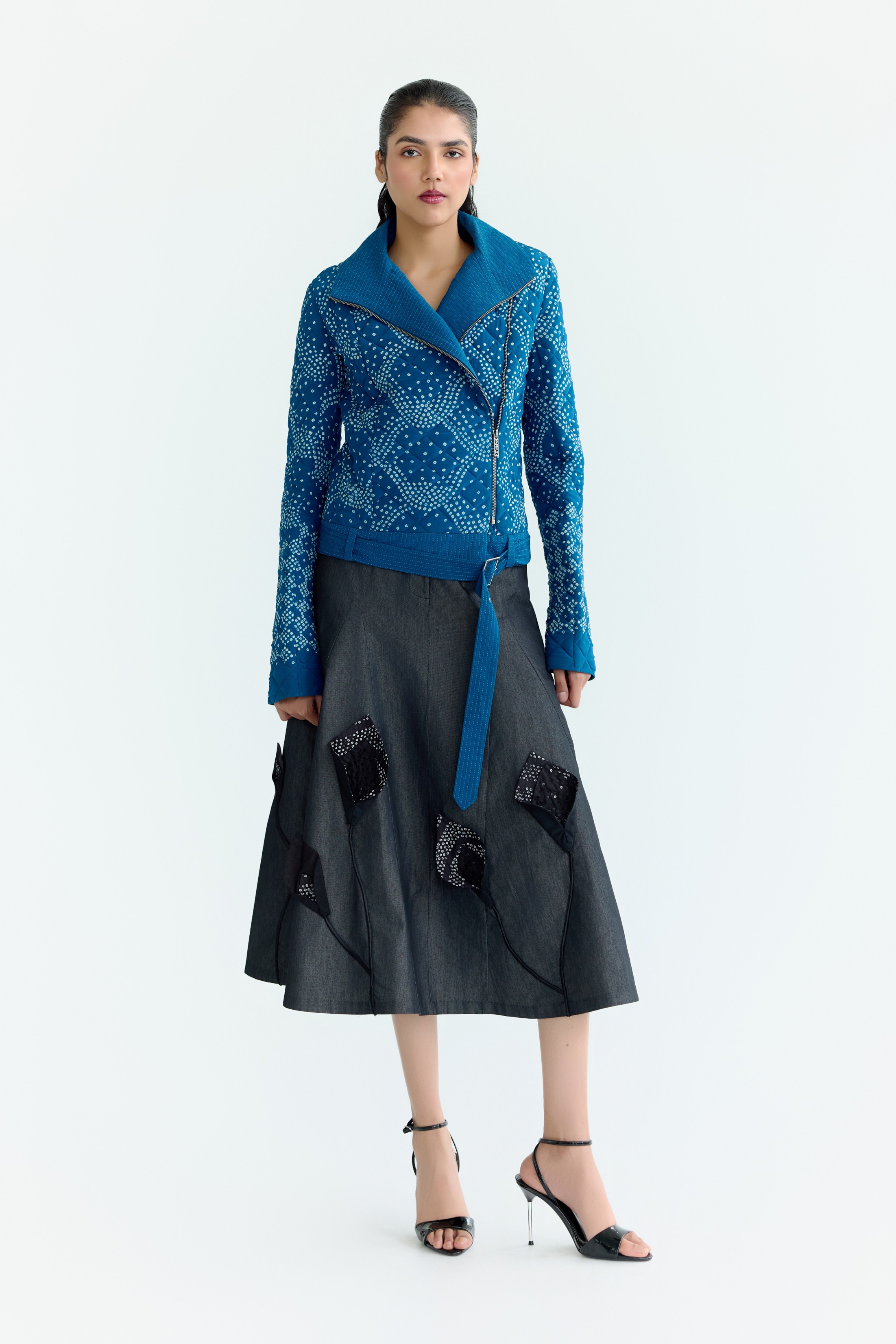 Bandhani Indigo Biker