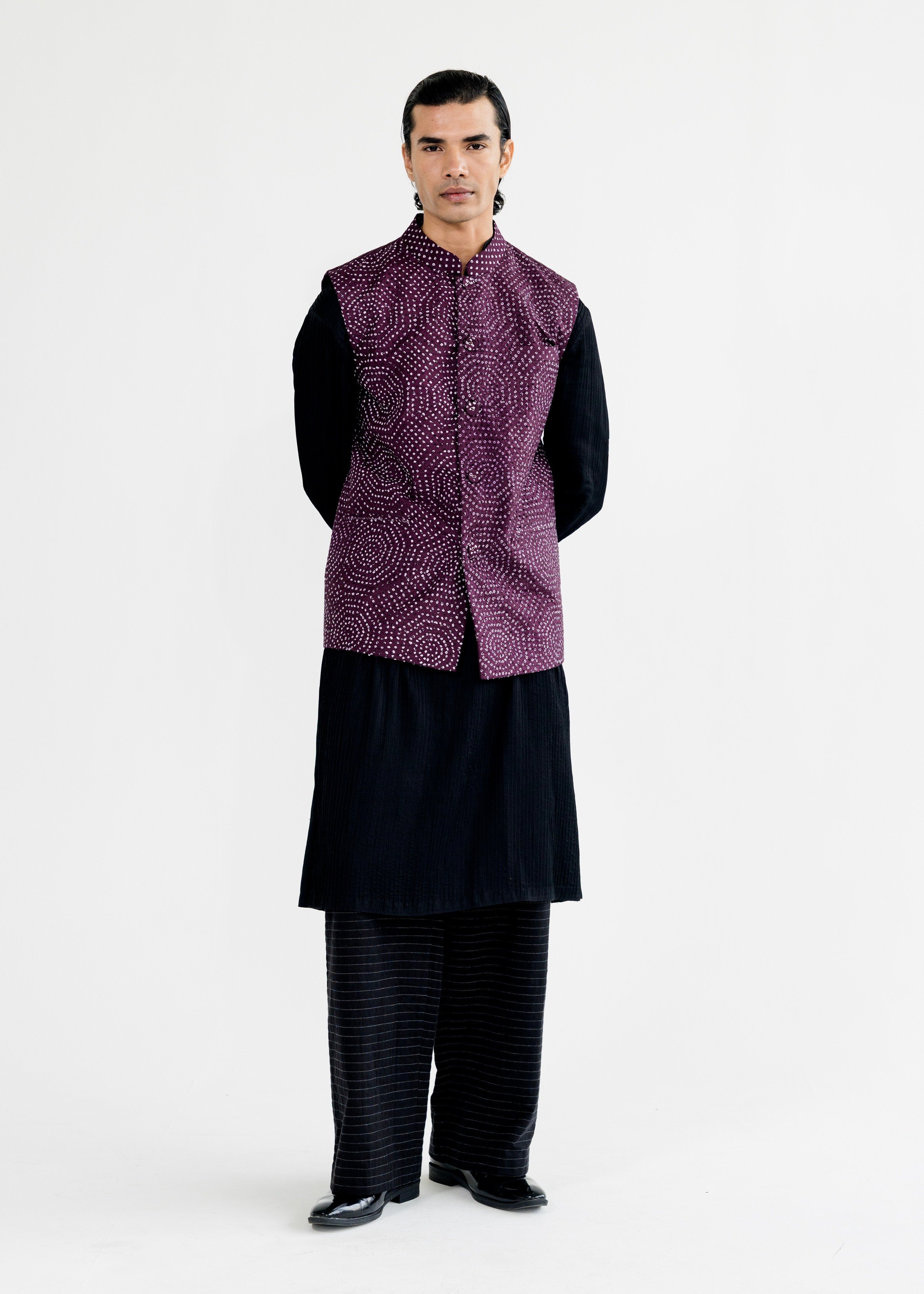 Bandhani Wine Hand Embroided Jacket