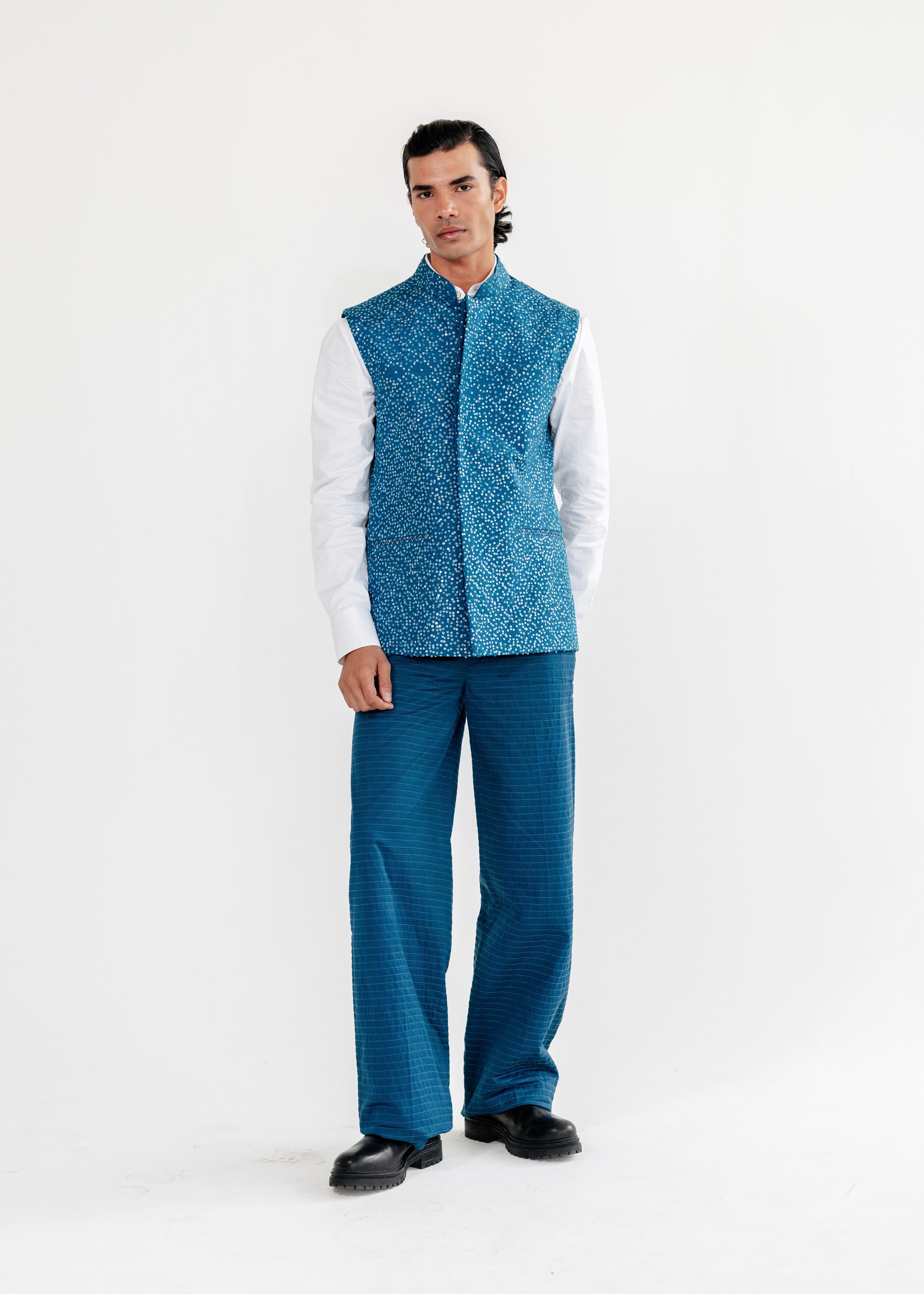 Bandhani Indigo Hand Embroided Jacket
