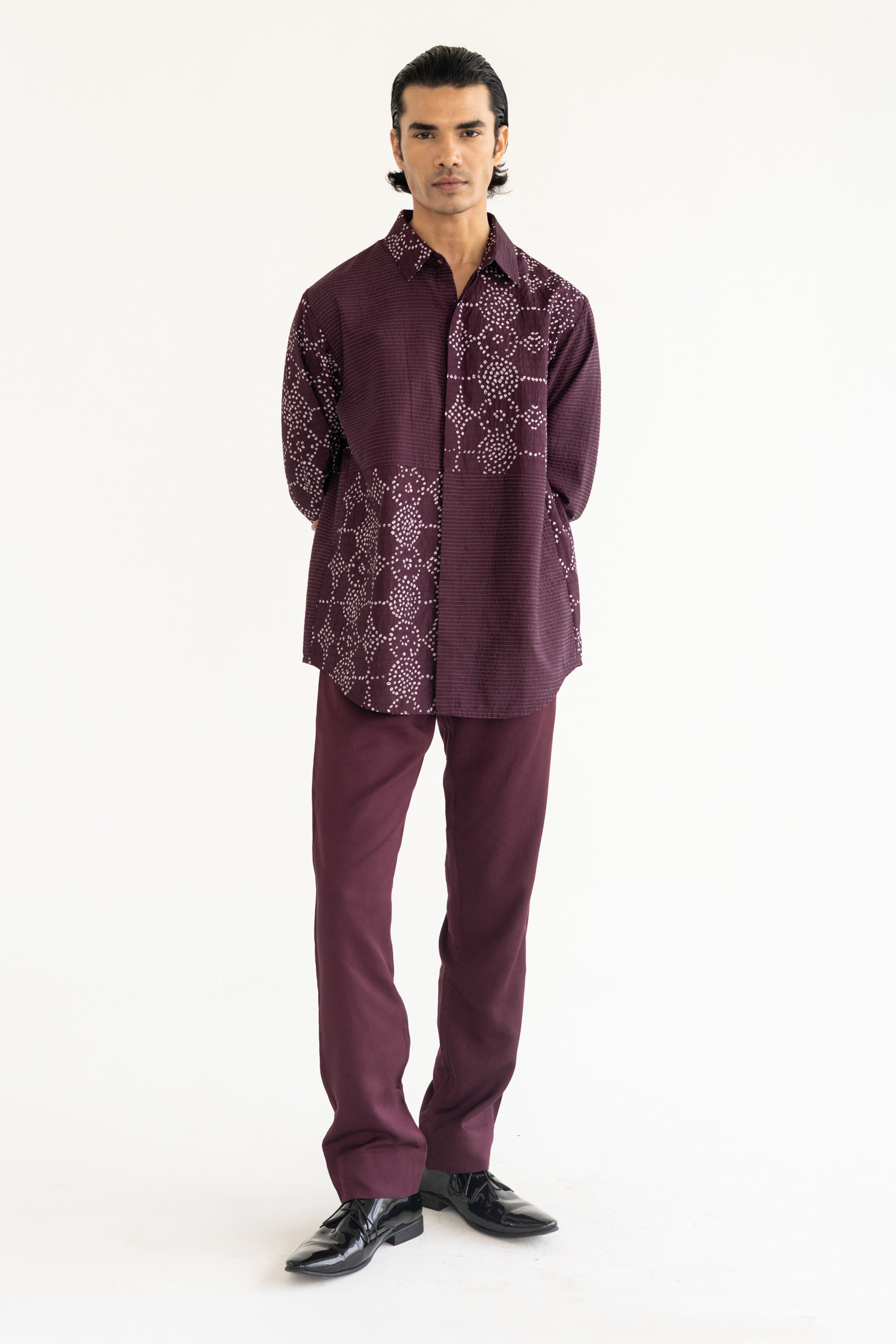 Bandhani Wine Regular Shirt