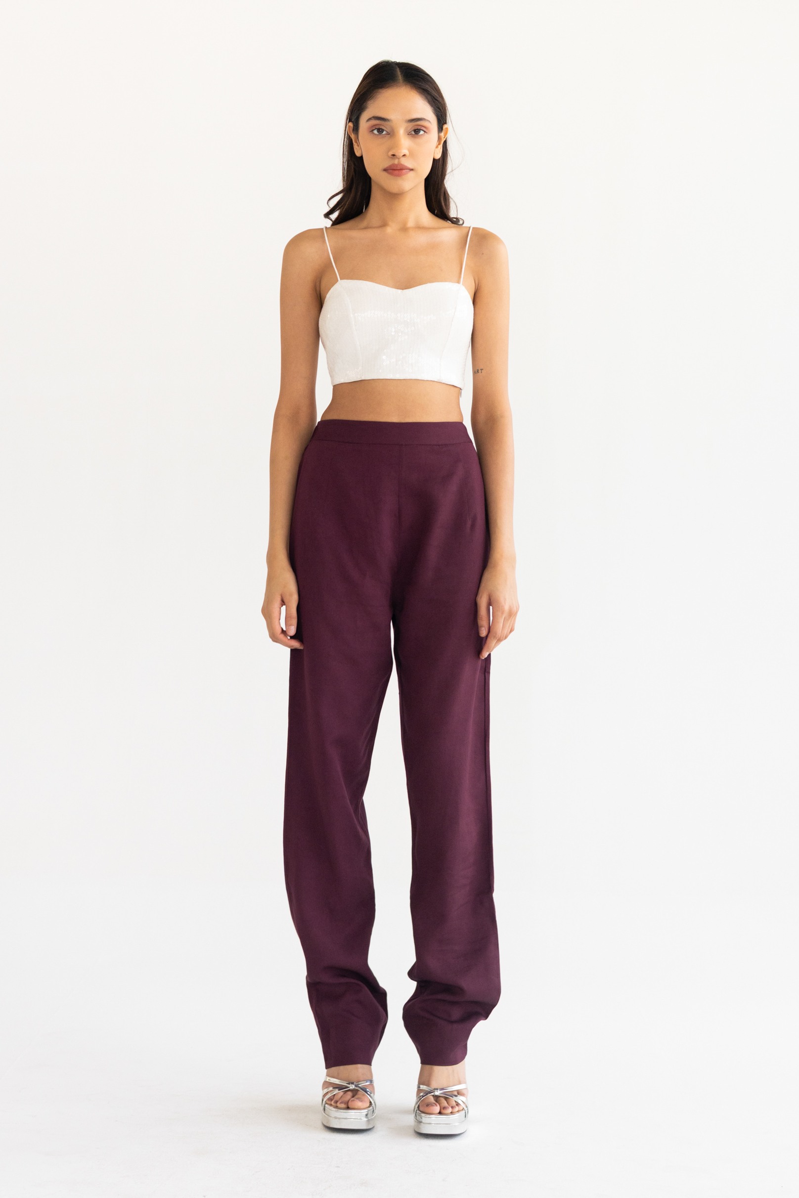 Bandhani Wine Straight Pants
