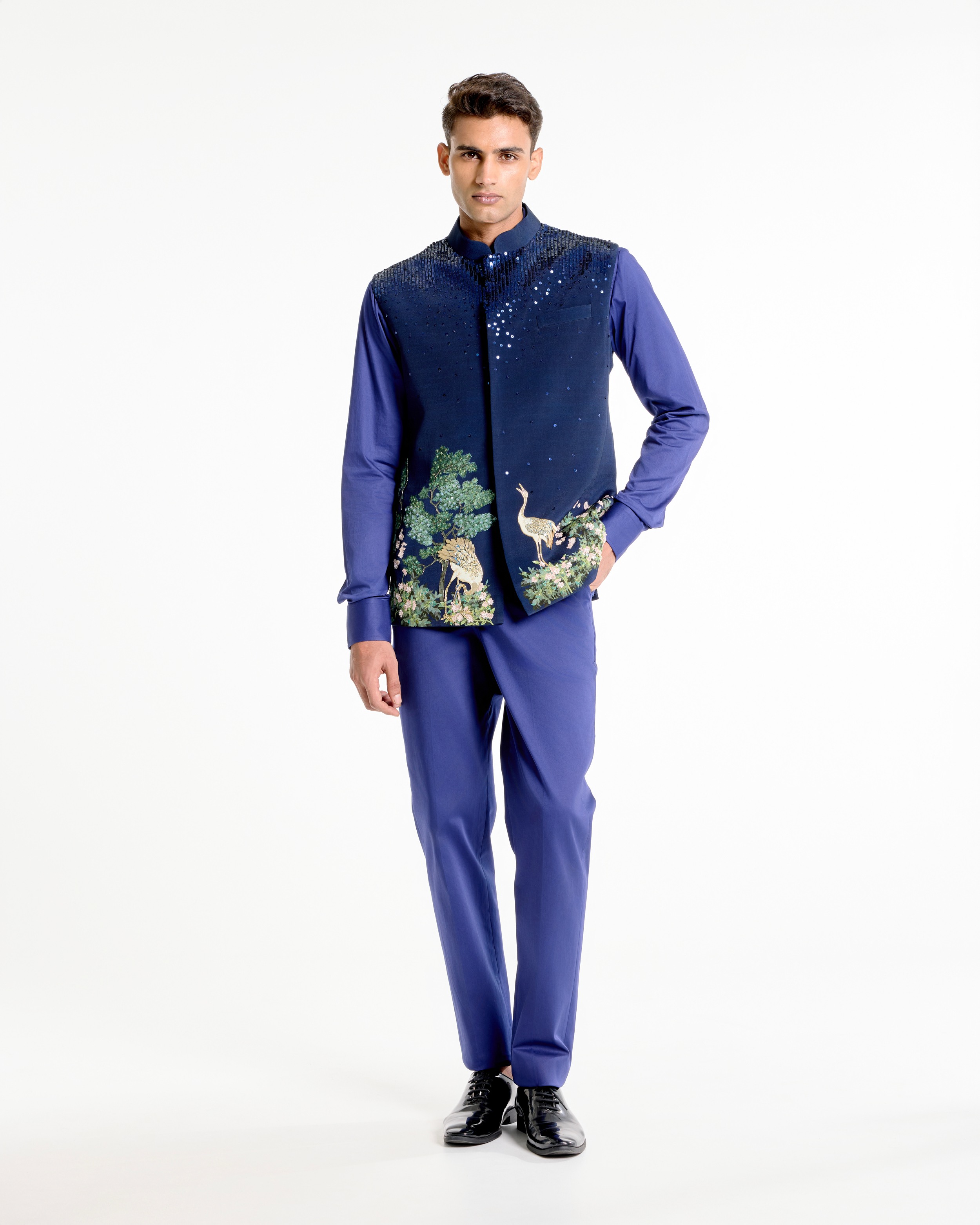 Printed Embellished Navy Bandi
