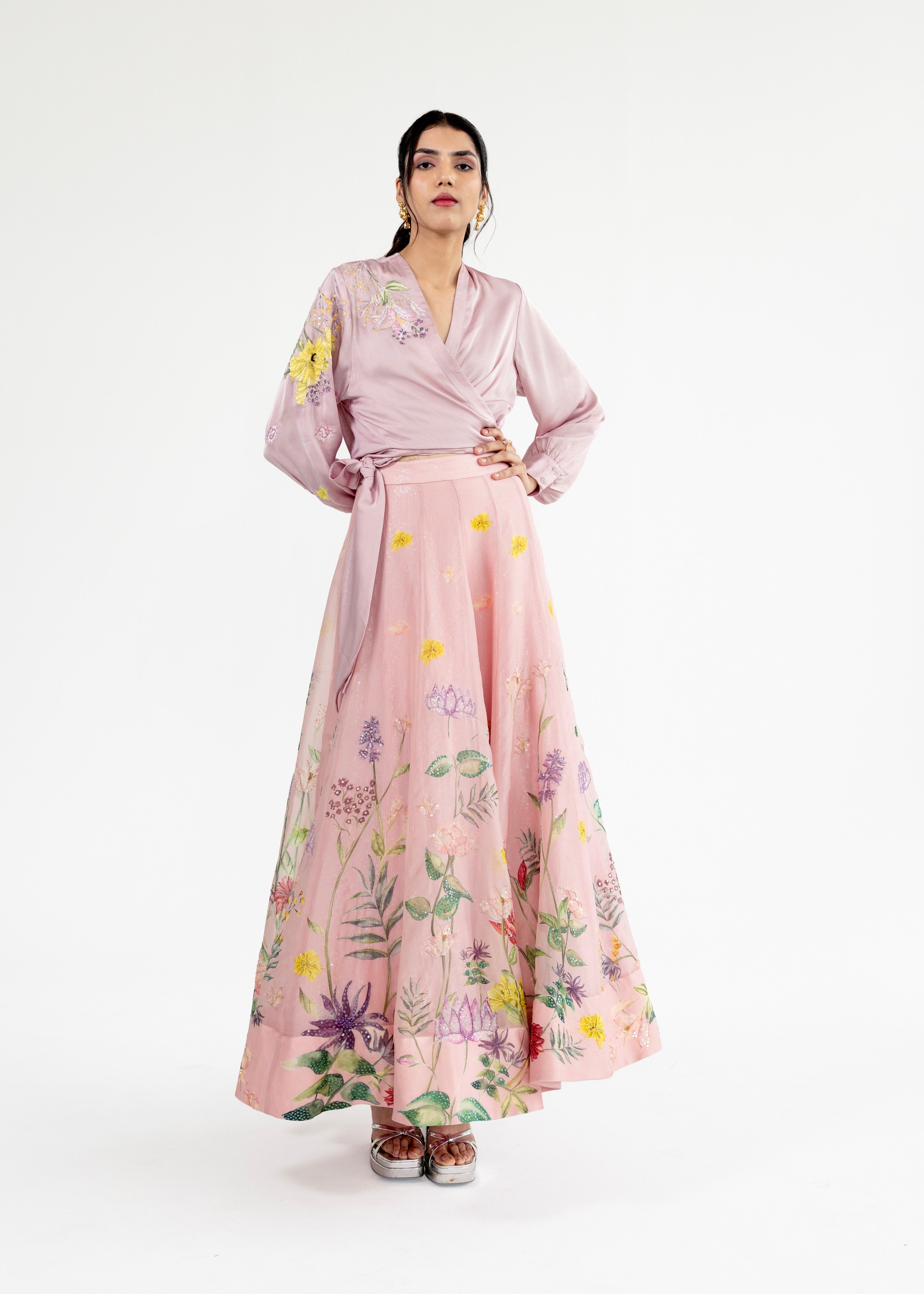 Blush Plantopia Embroidery Skirt