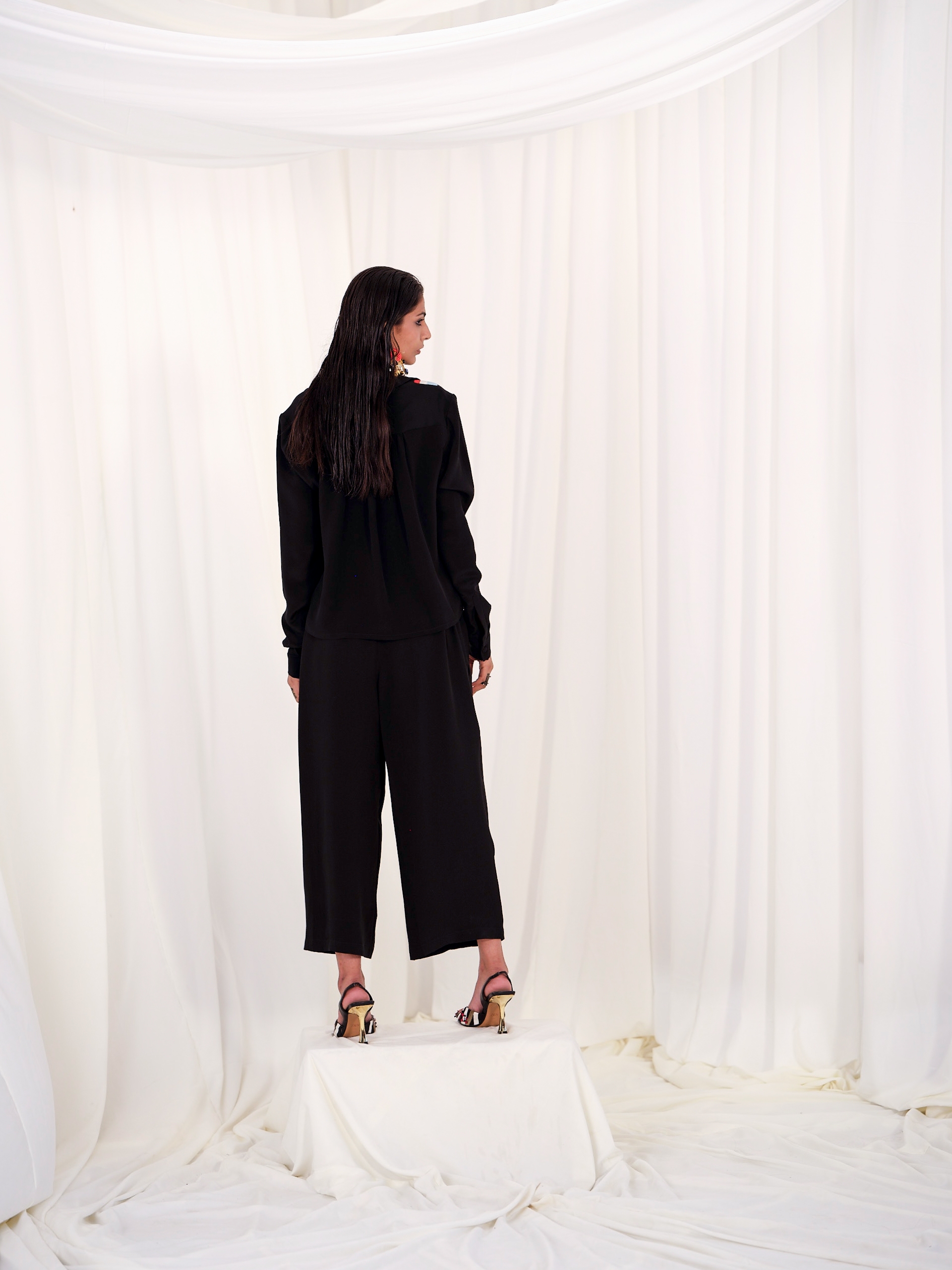 SILK KNOTTED SHIRT WITH CULOTTES