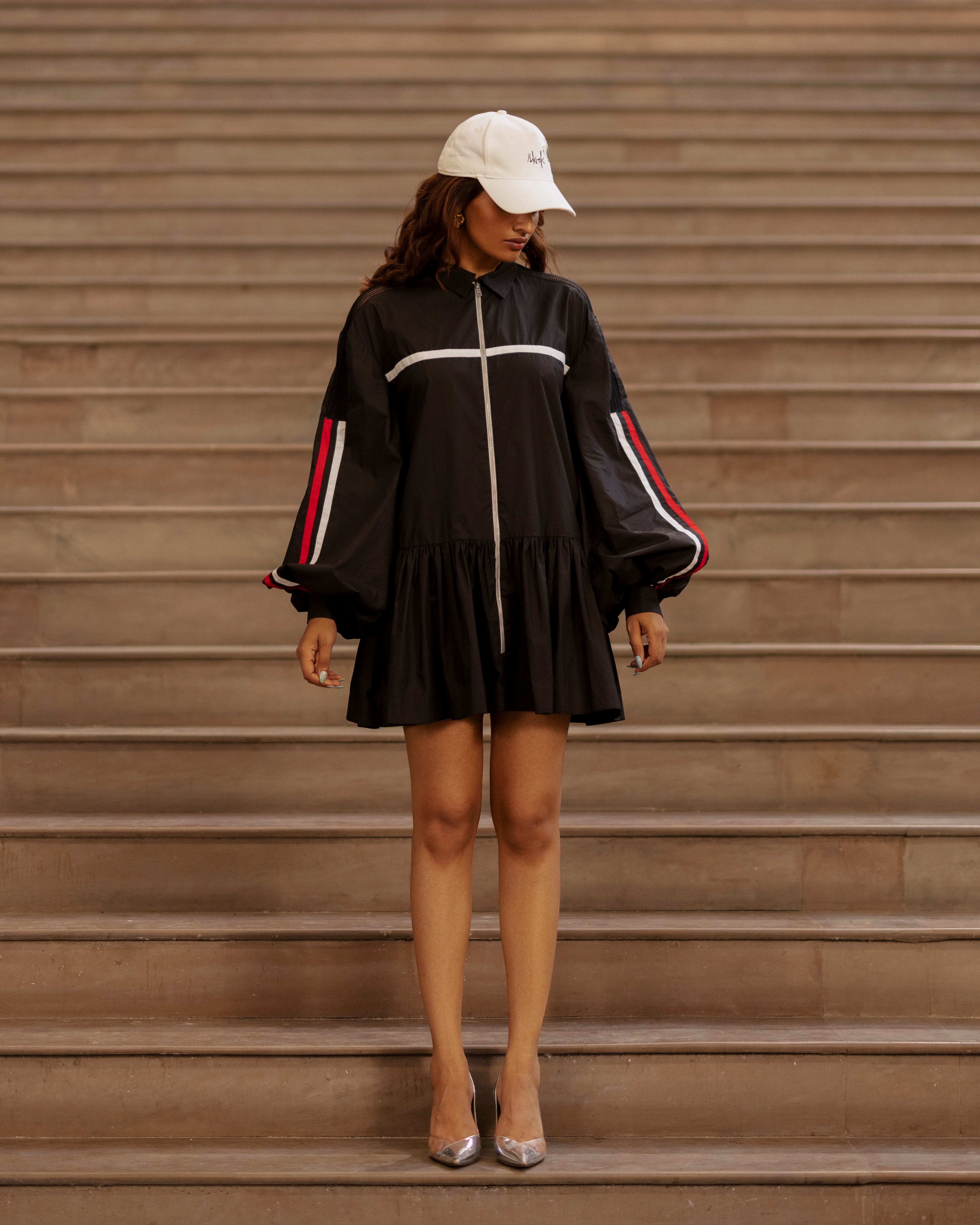 SHORT DRESS WITH SPORTY DETAILS