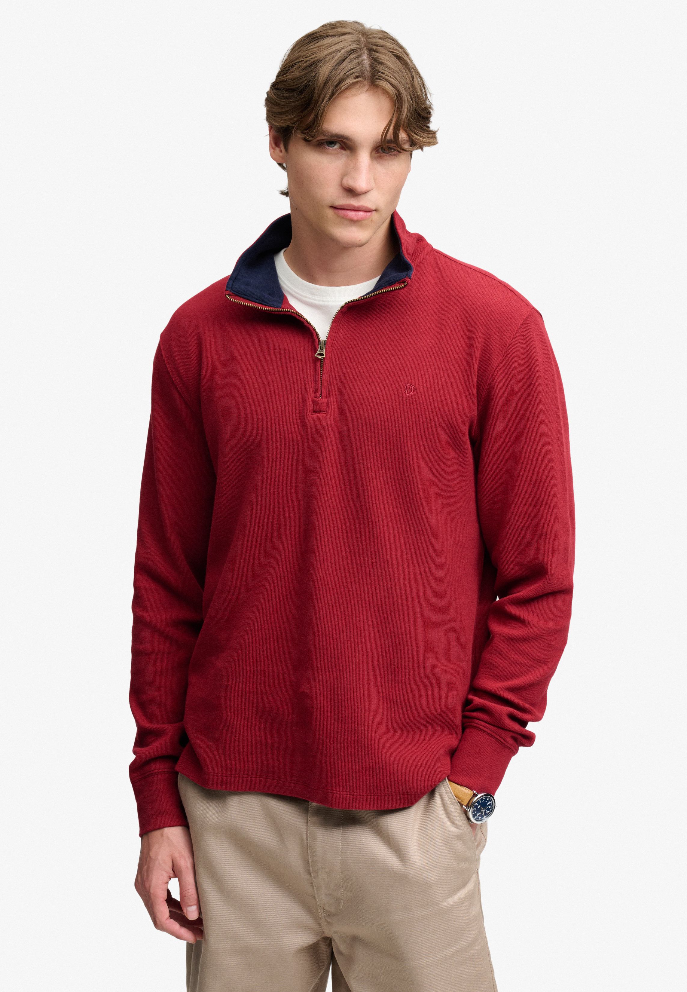 GARMENT DYE RIB HALF ZIP