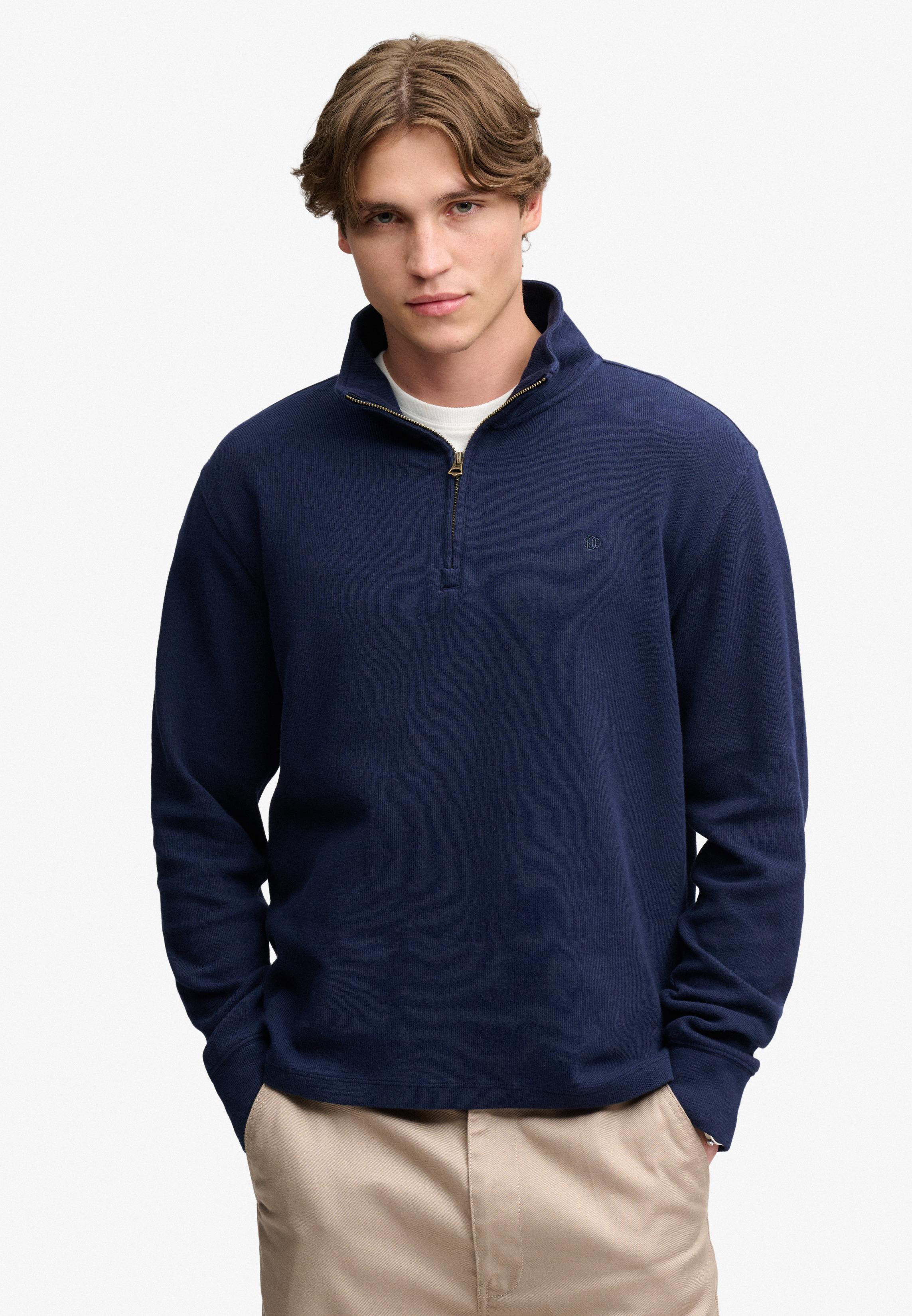 GARMENT DYE RIB HALF ZIP