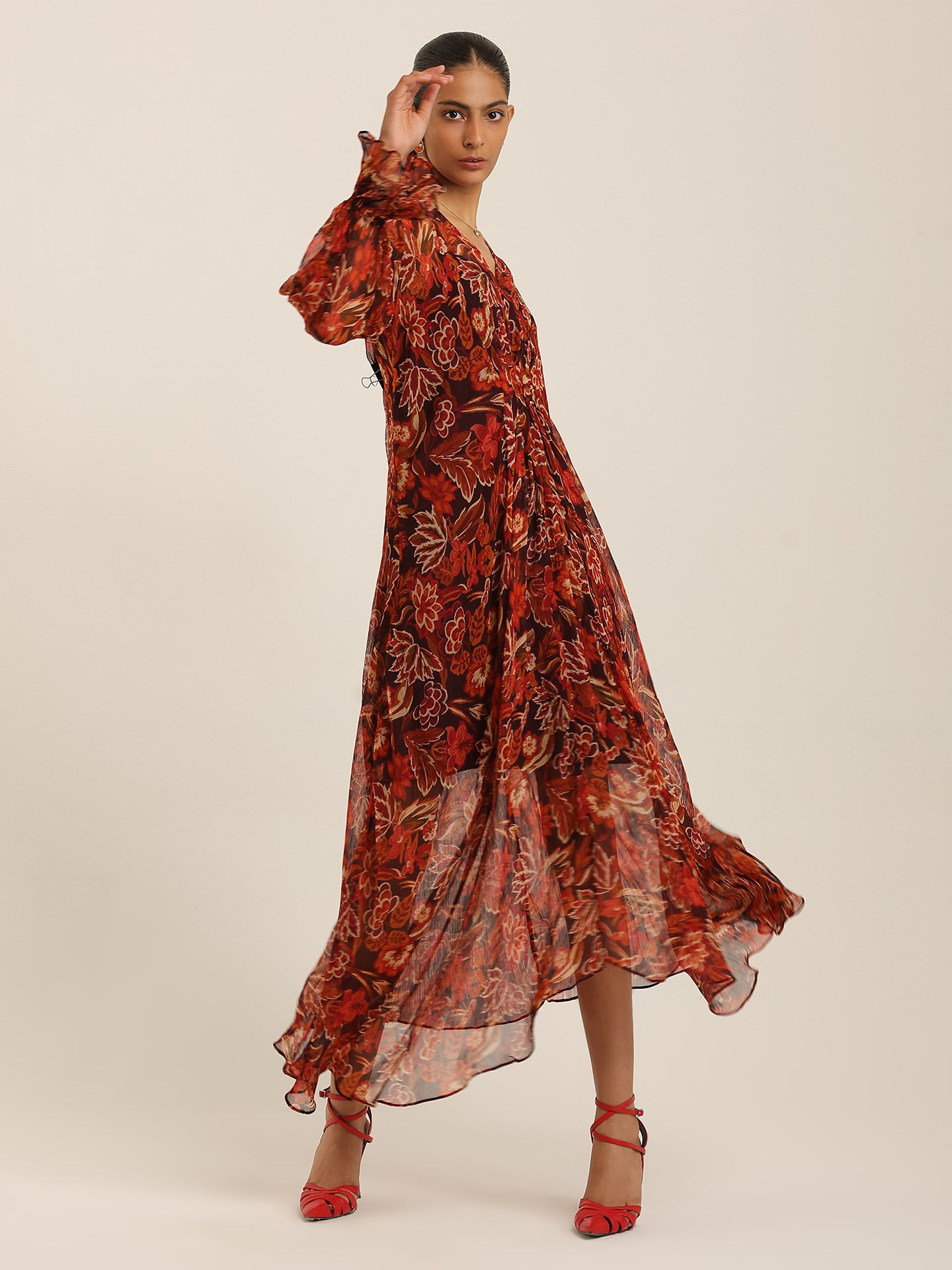 Brown Belly Long Dress
