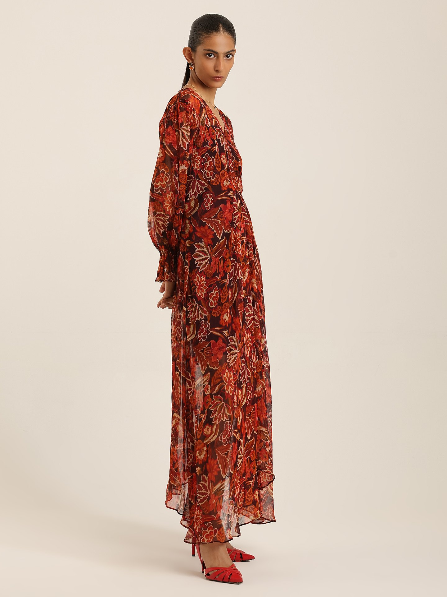 Brown Belly Long Dress