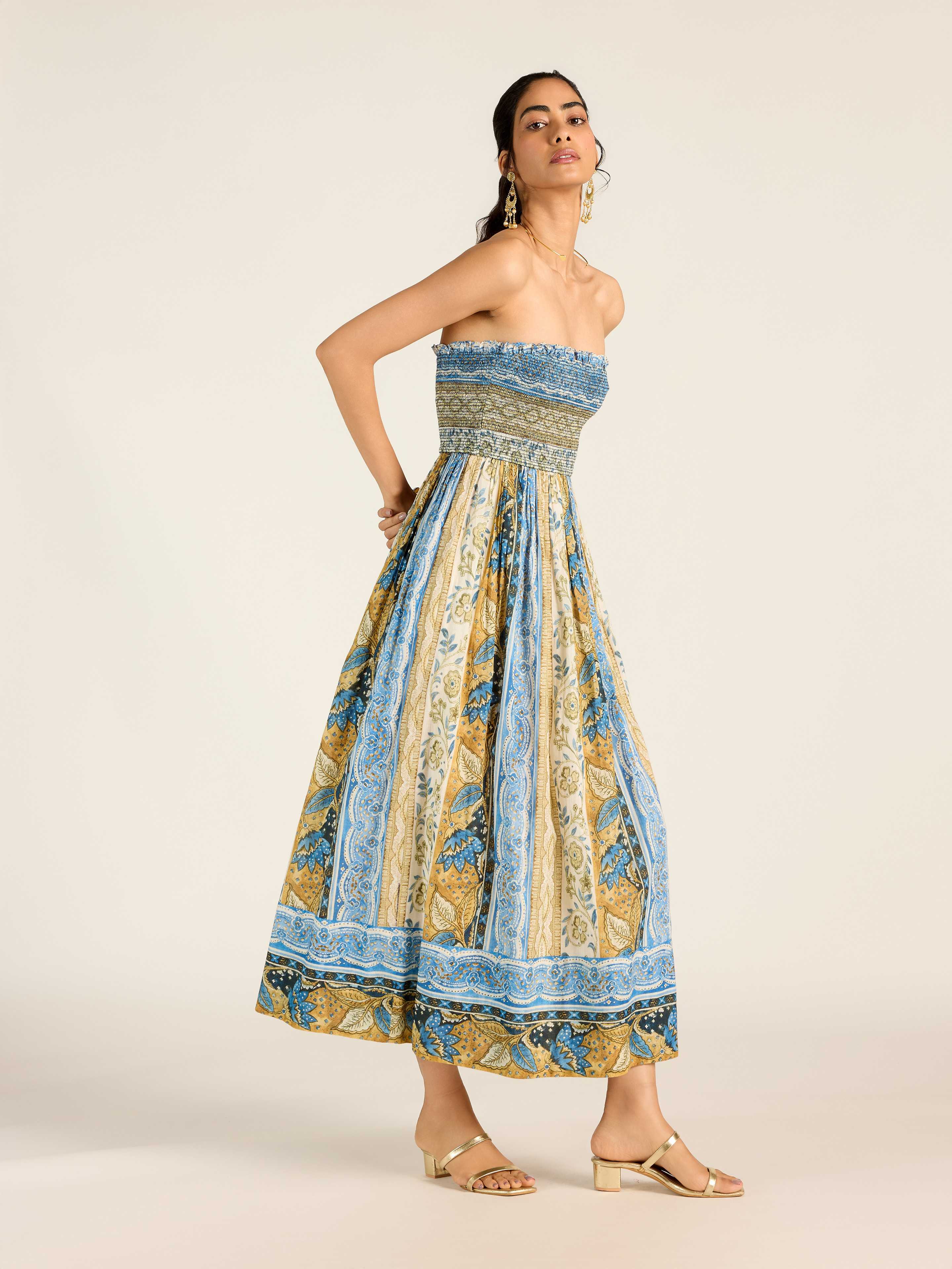 Blue Ecru Renelle Long Dress