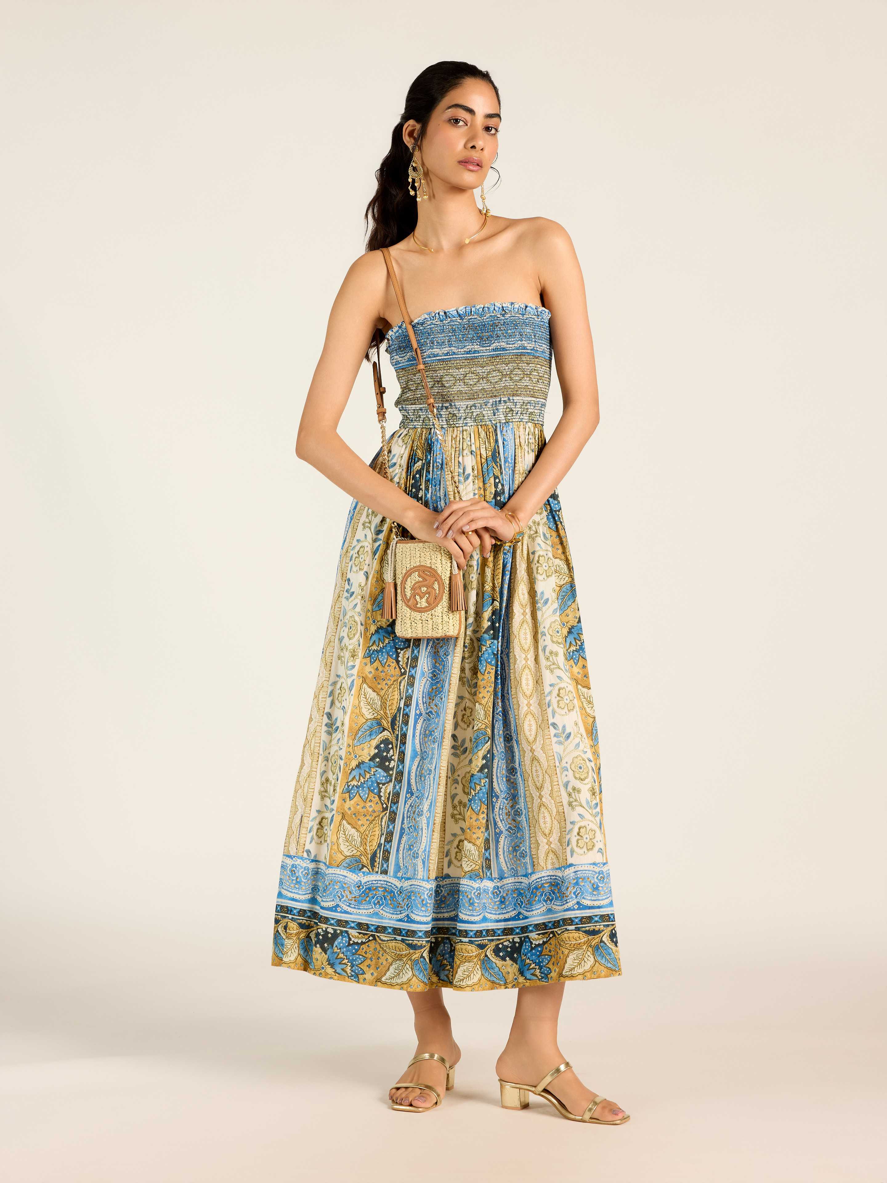 Blue Ecru Renelle Long Dress