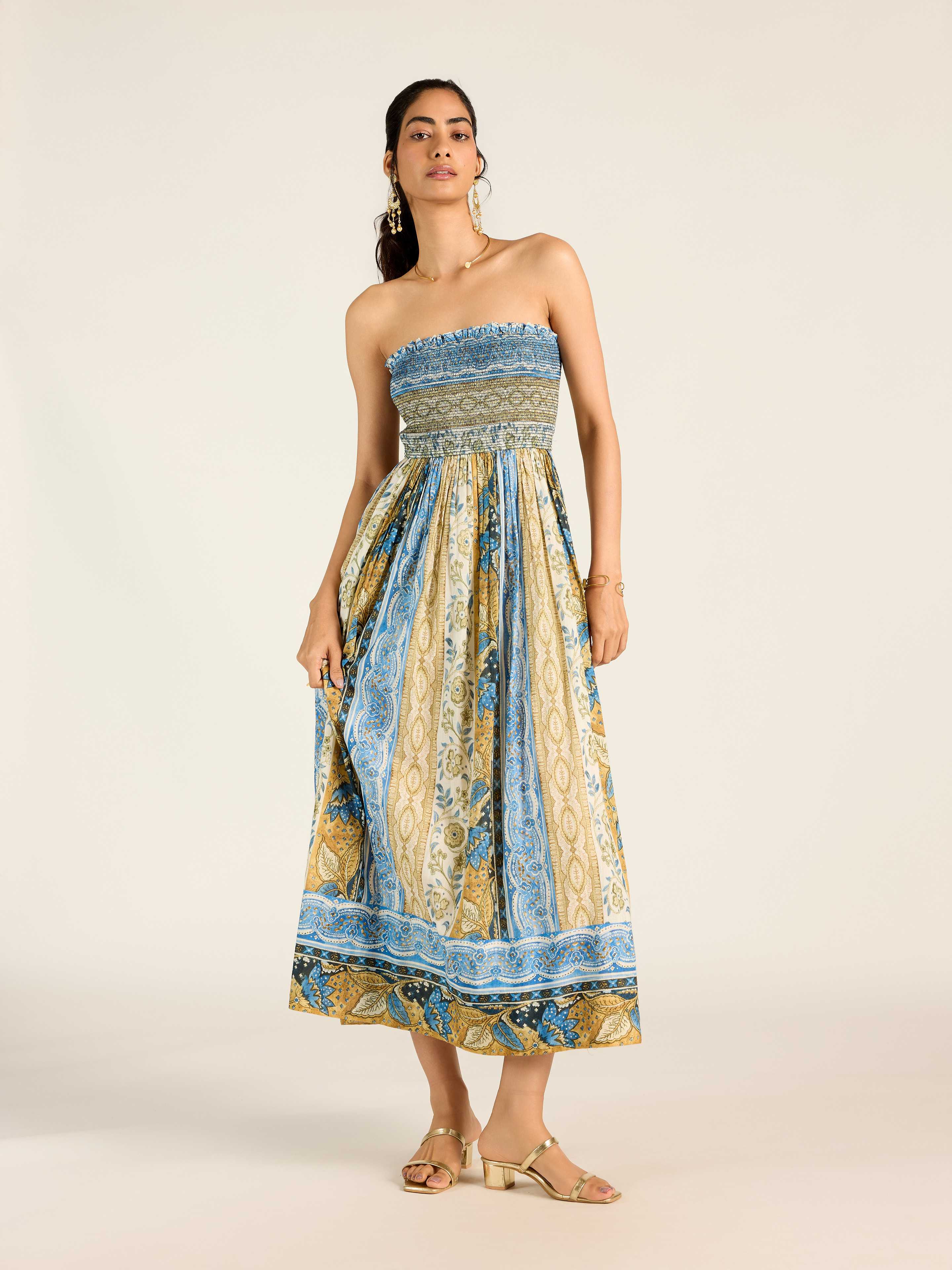 Blue Ecru Renelle Long Dress