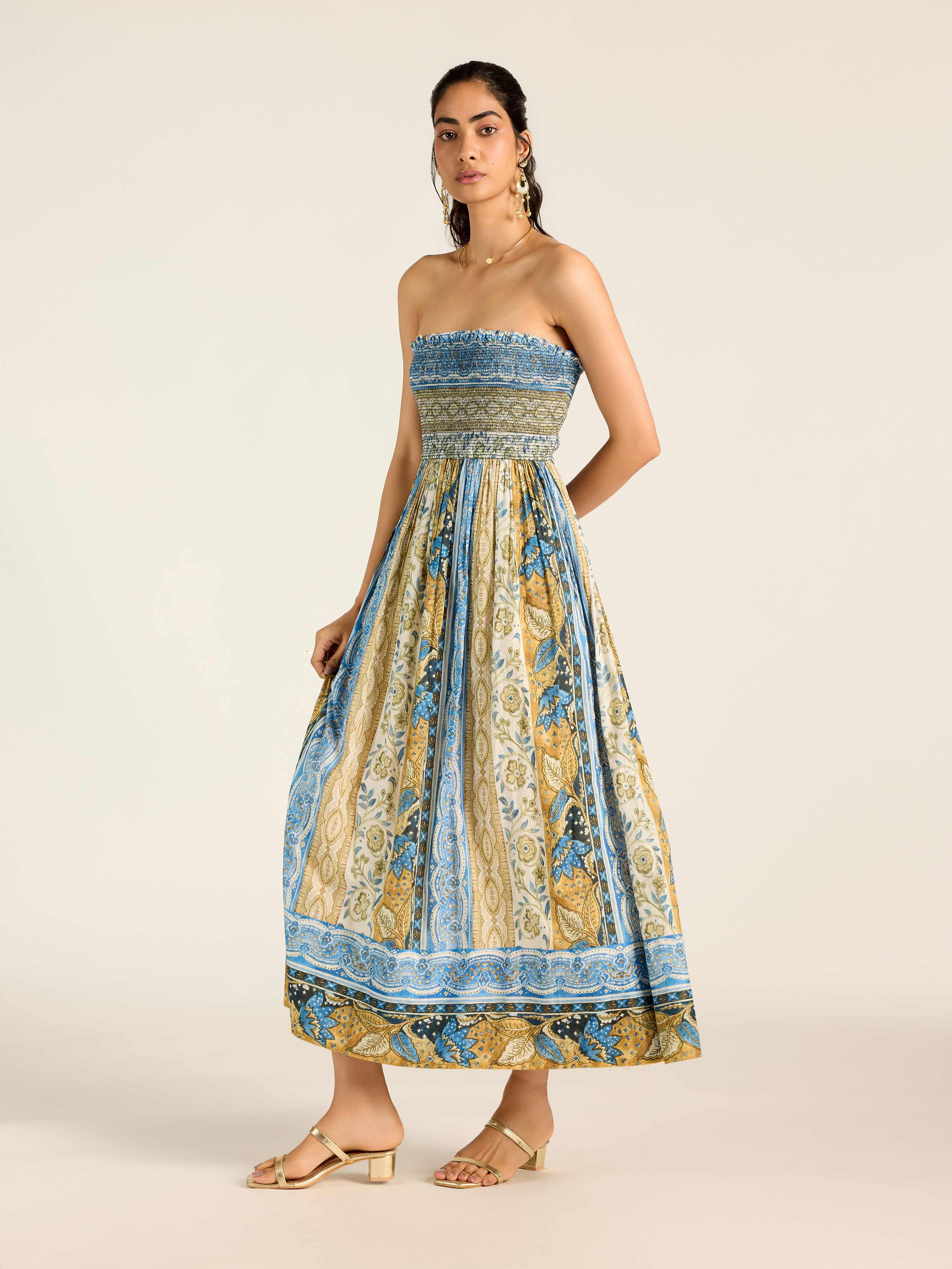 Blue Ecru Renelle Long Dress