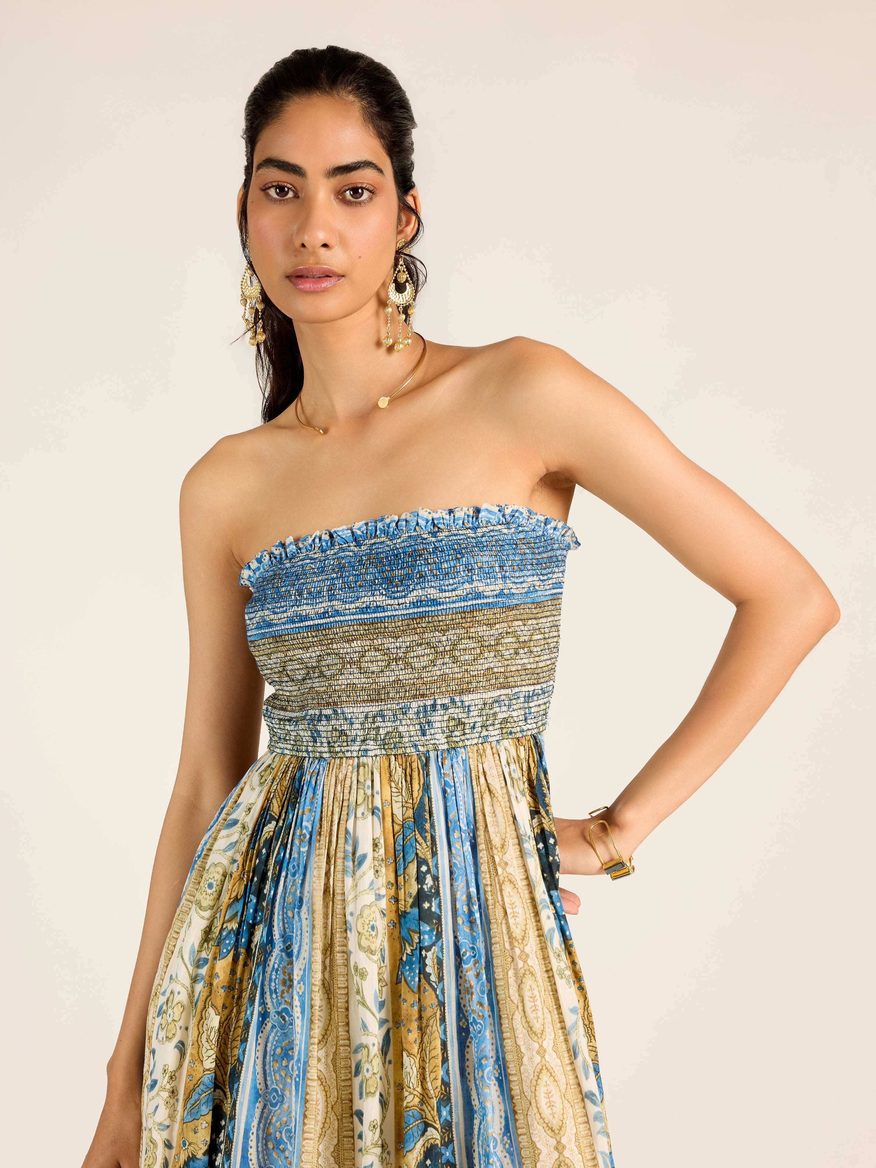 Blue Ecru Renelle Long Dress