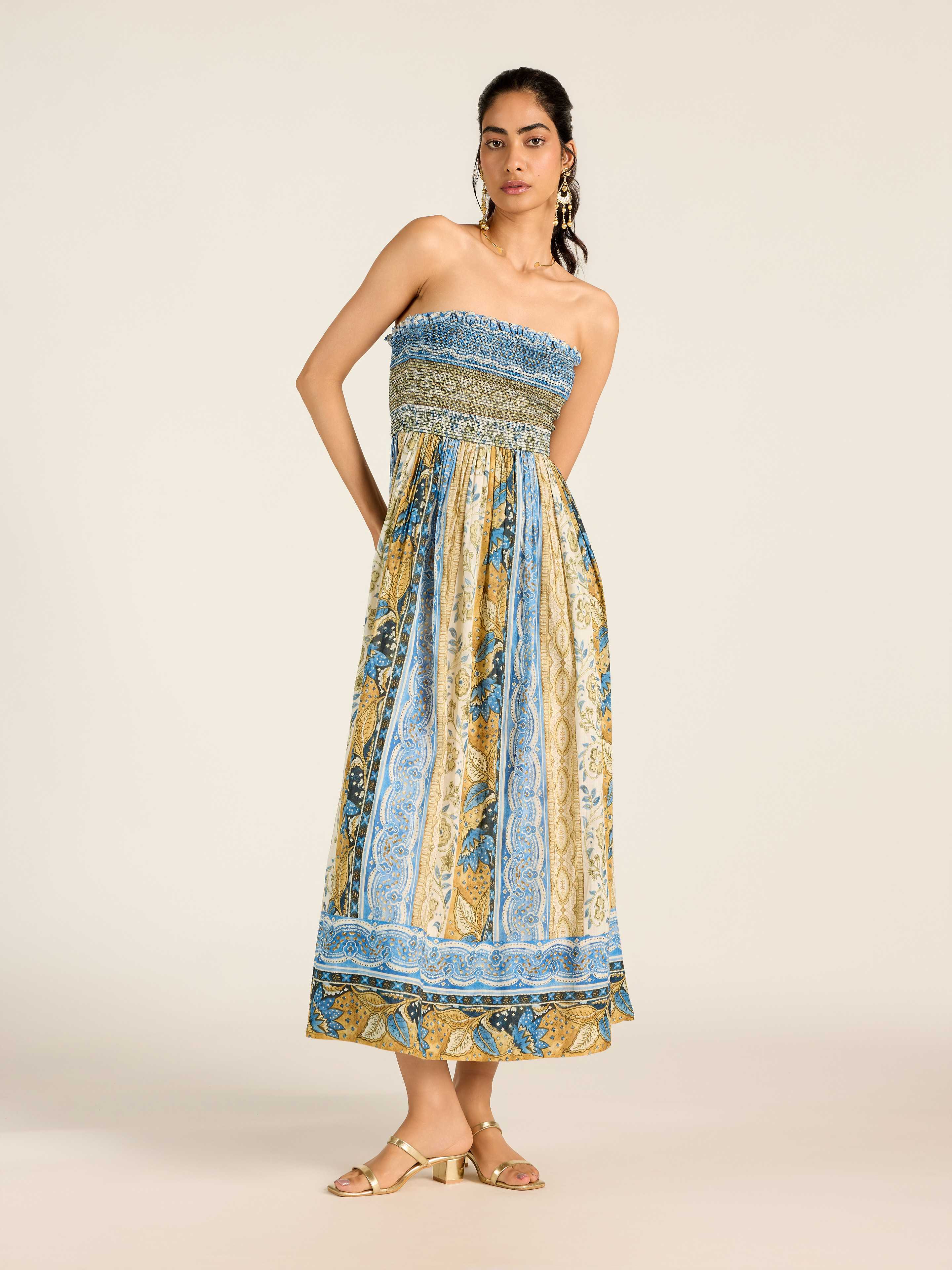 Blue Ecru Renelle Long Dress