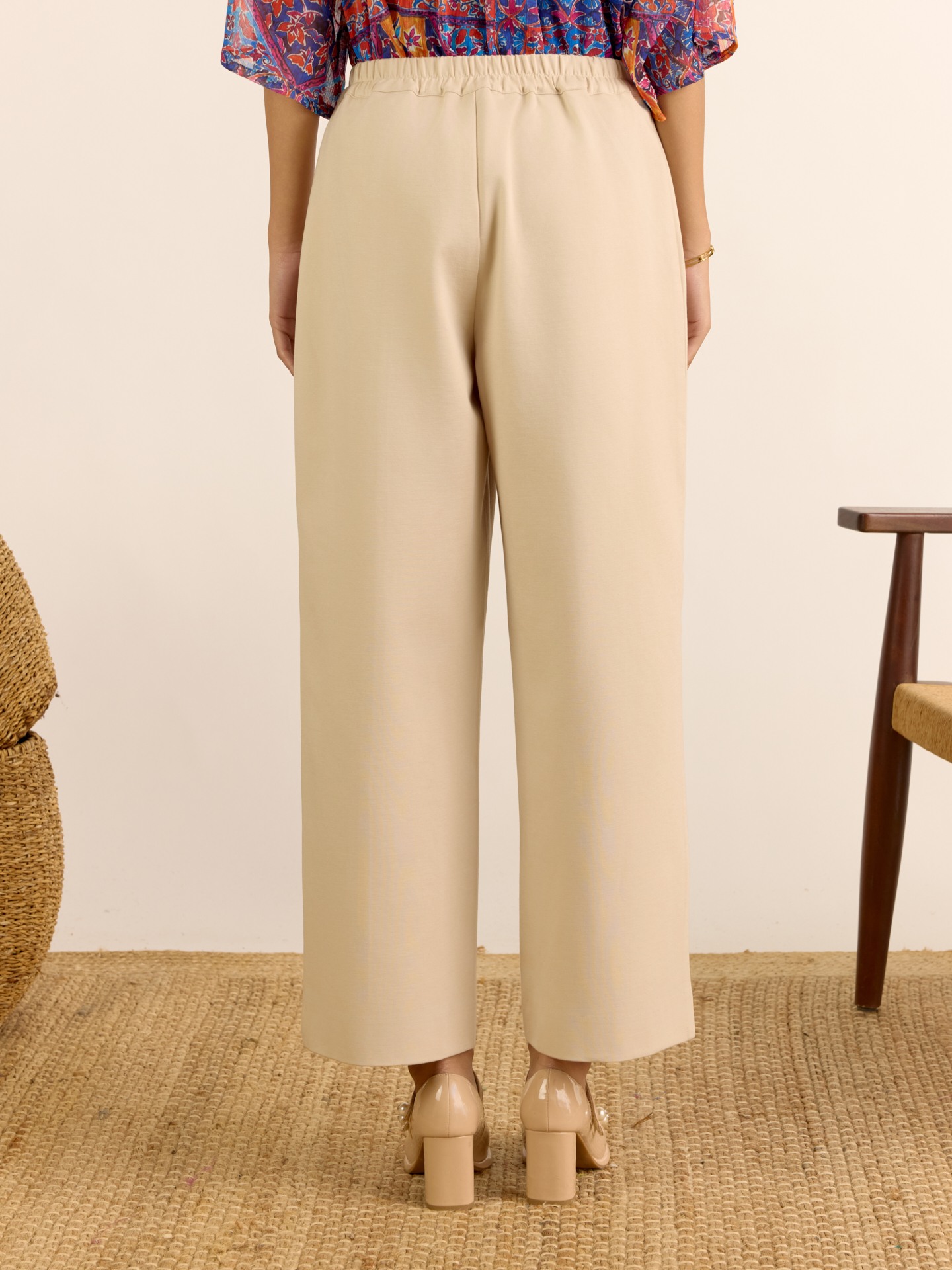 Beige Wide Leg Pant