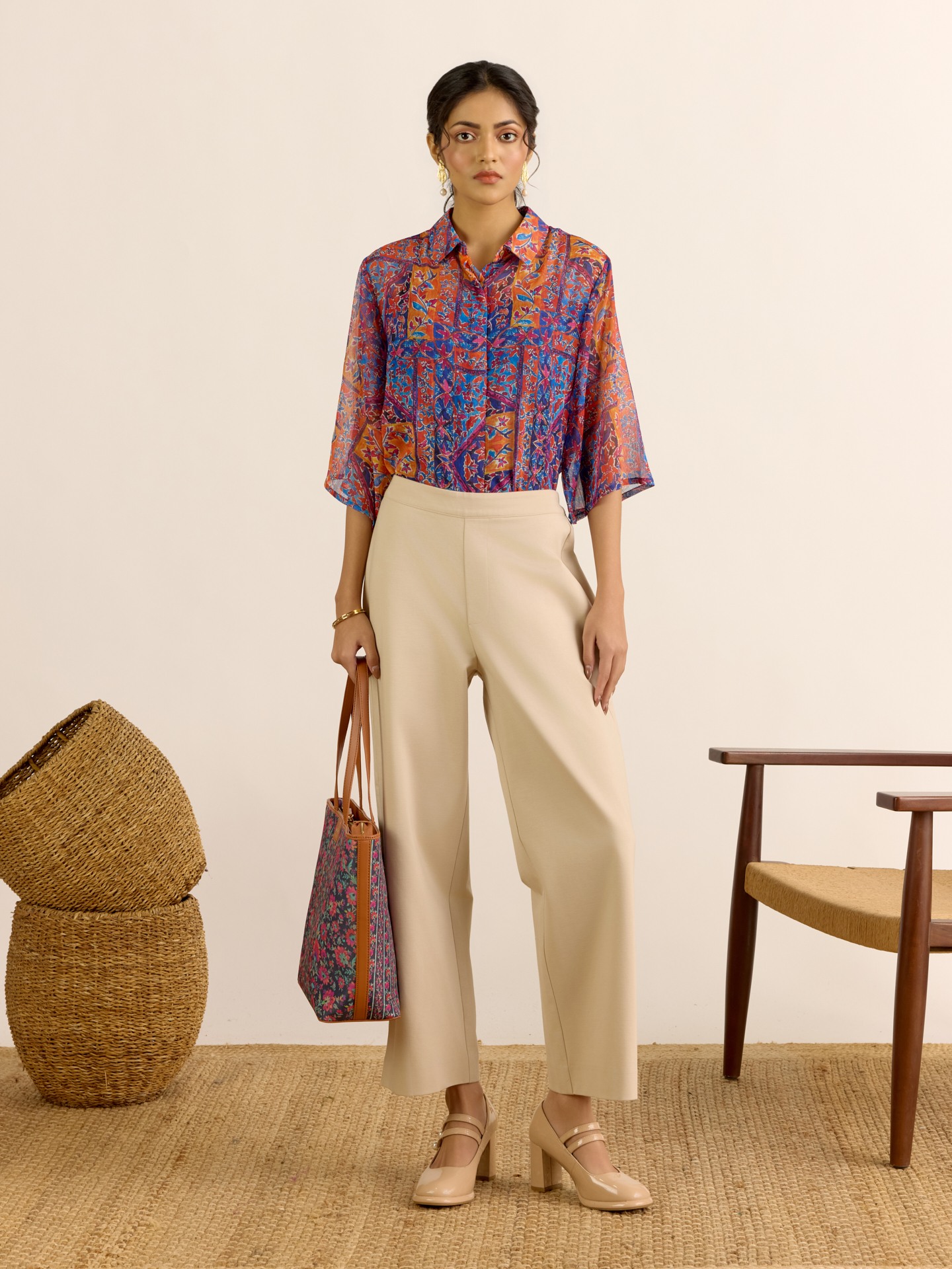 Beige Wide Leg Pant