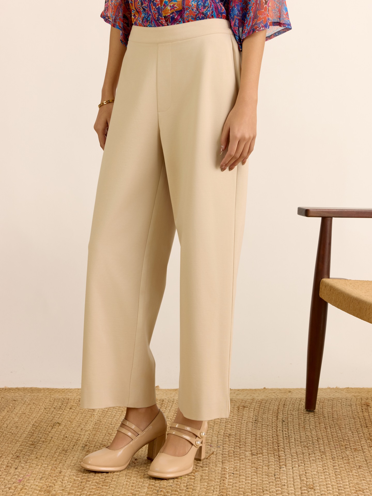 Beige Wide Leg Pant