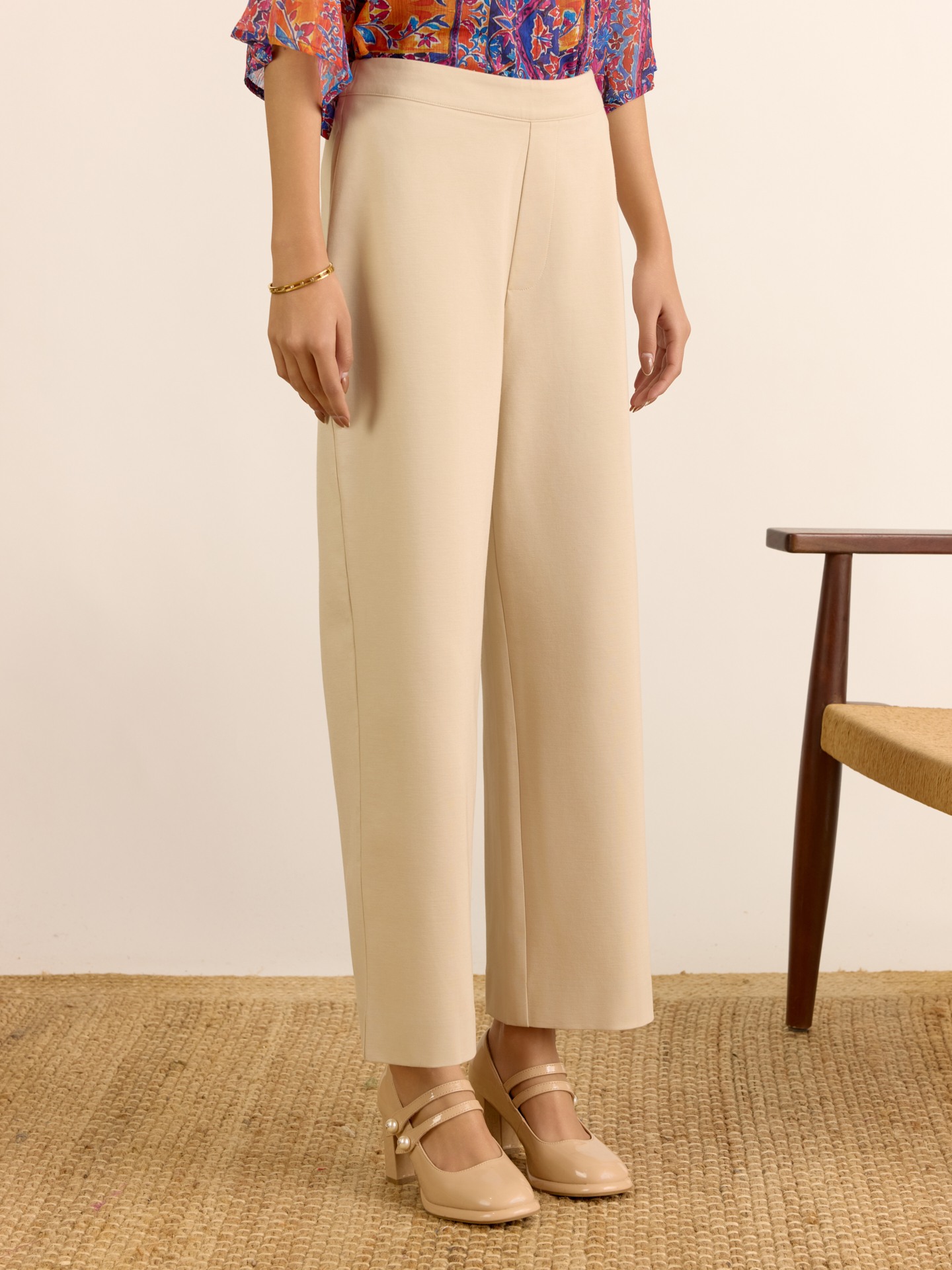 Beige Wide Leg Pant