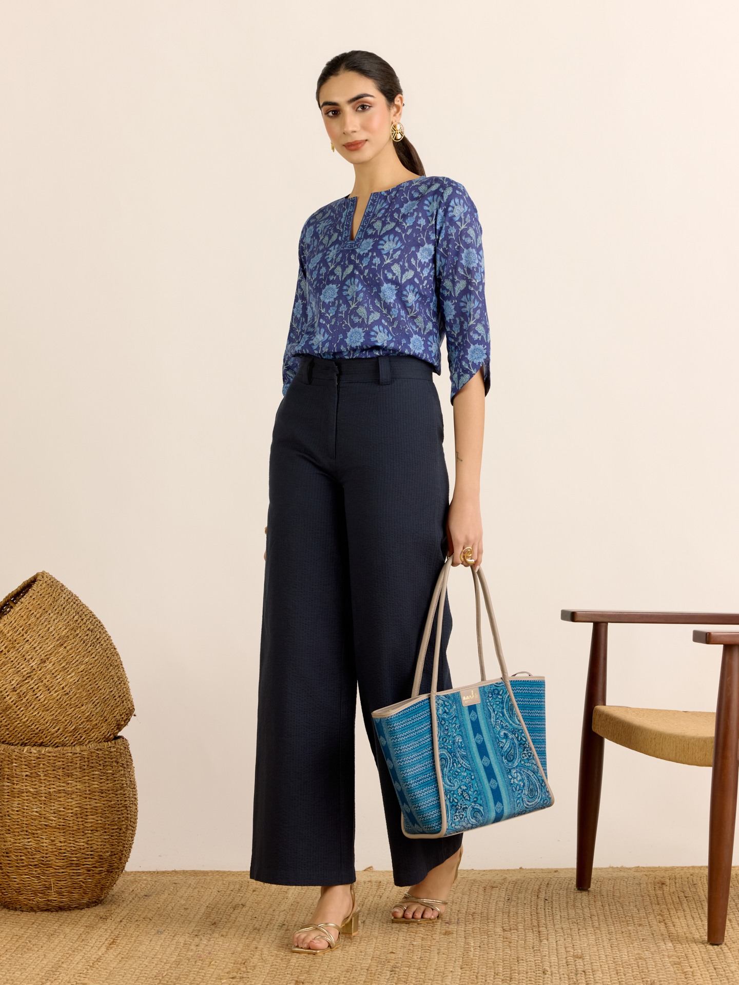 Blue Wide Leg Pant