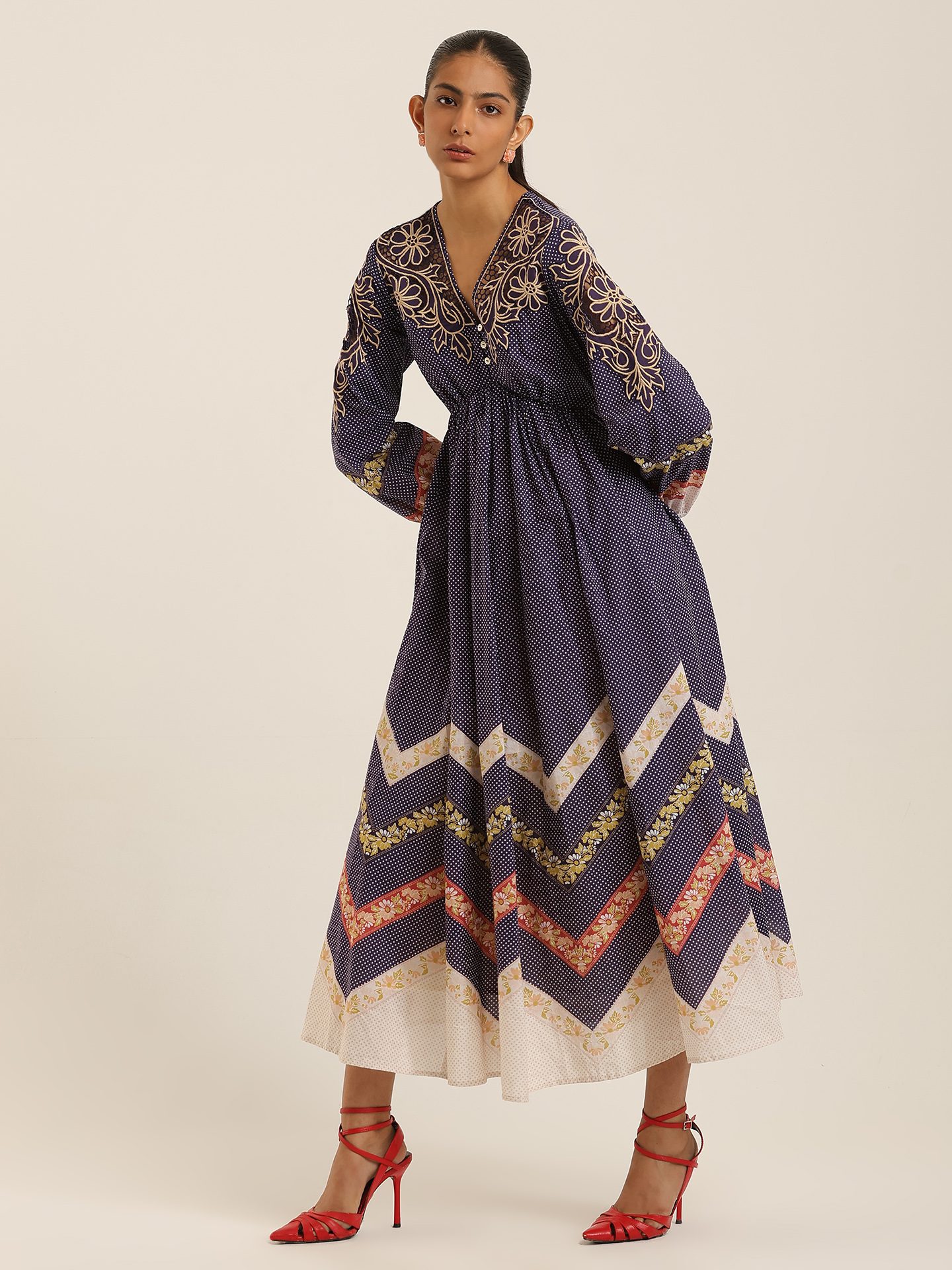 Navy Elina Long Dress