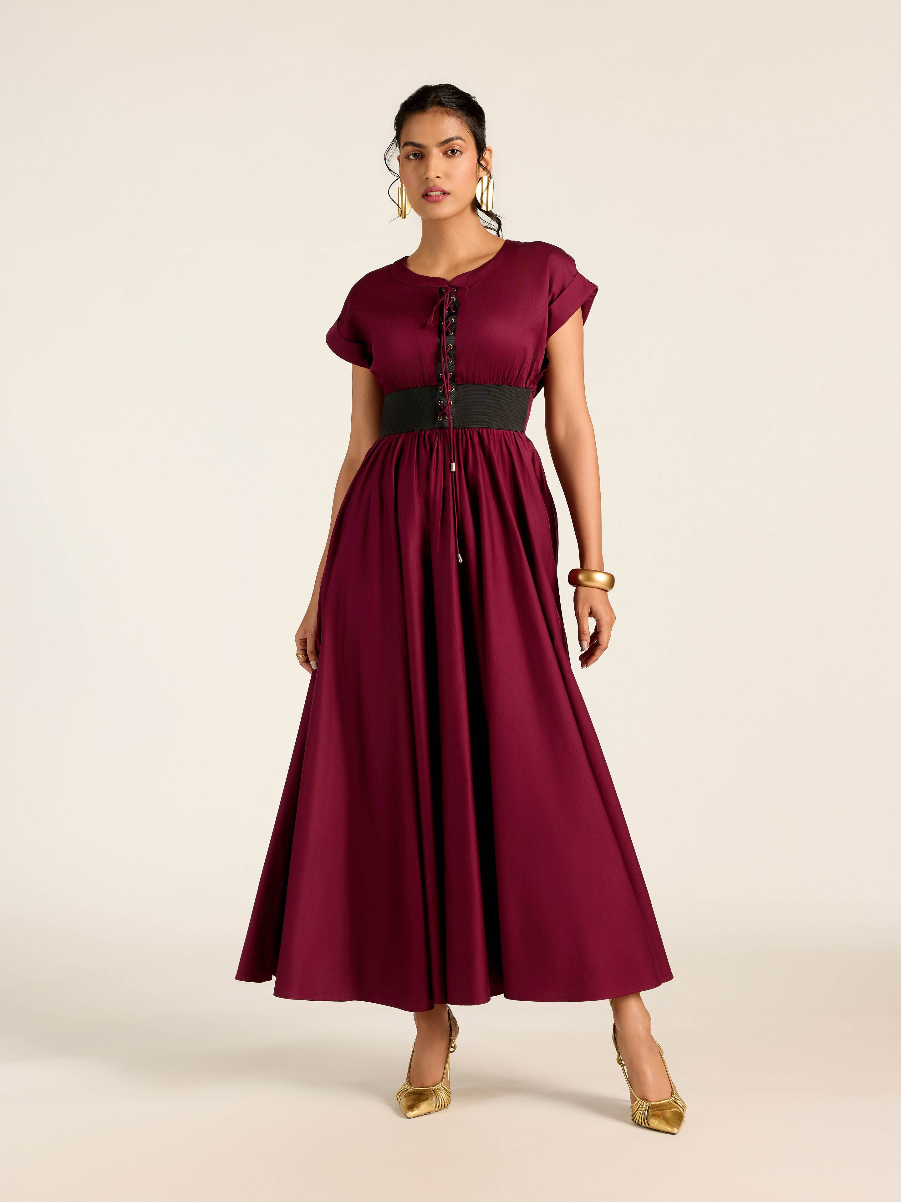 Wine Velda Long Dress