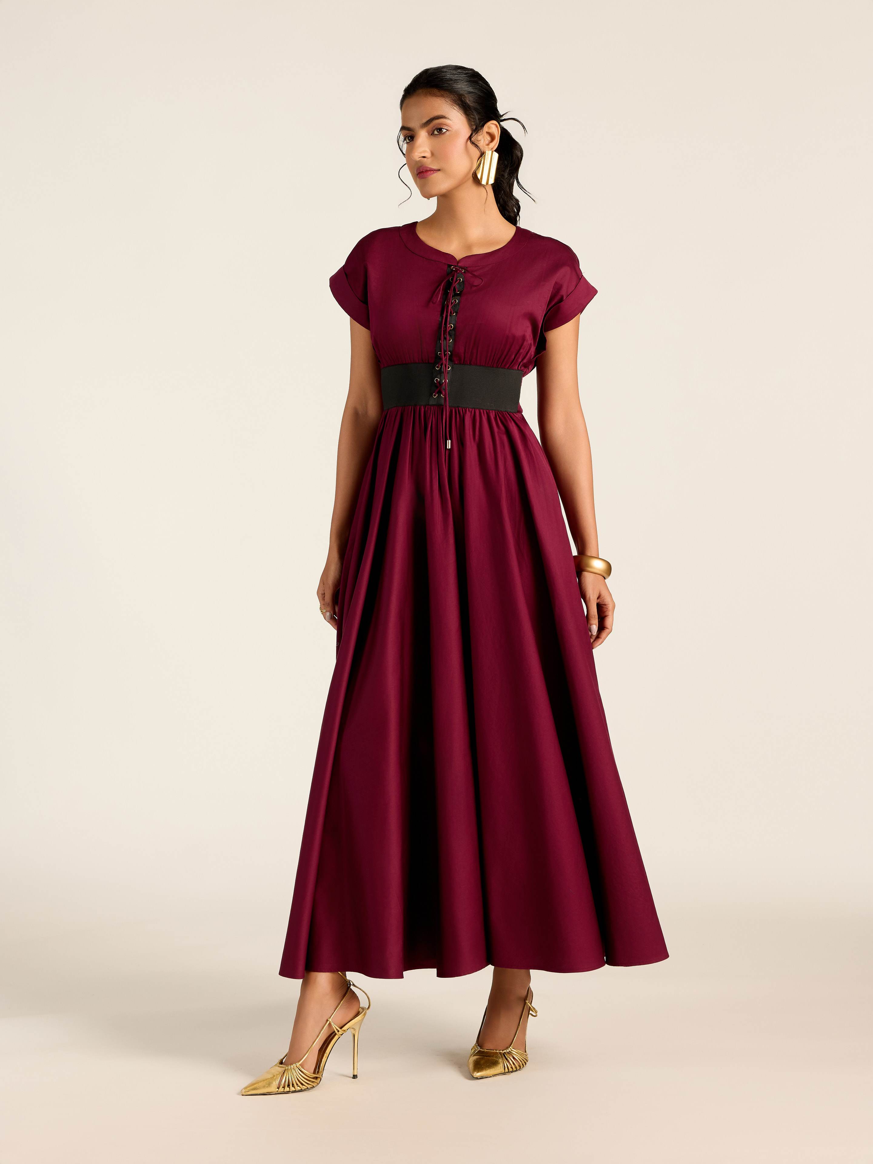 Wine Velda Long Dress